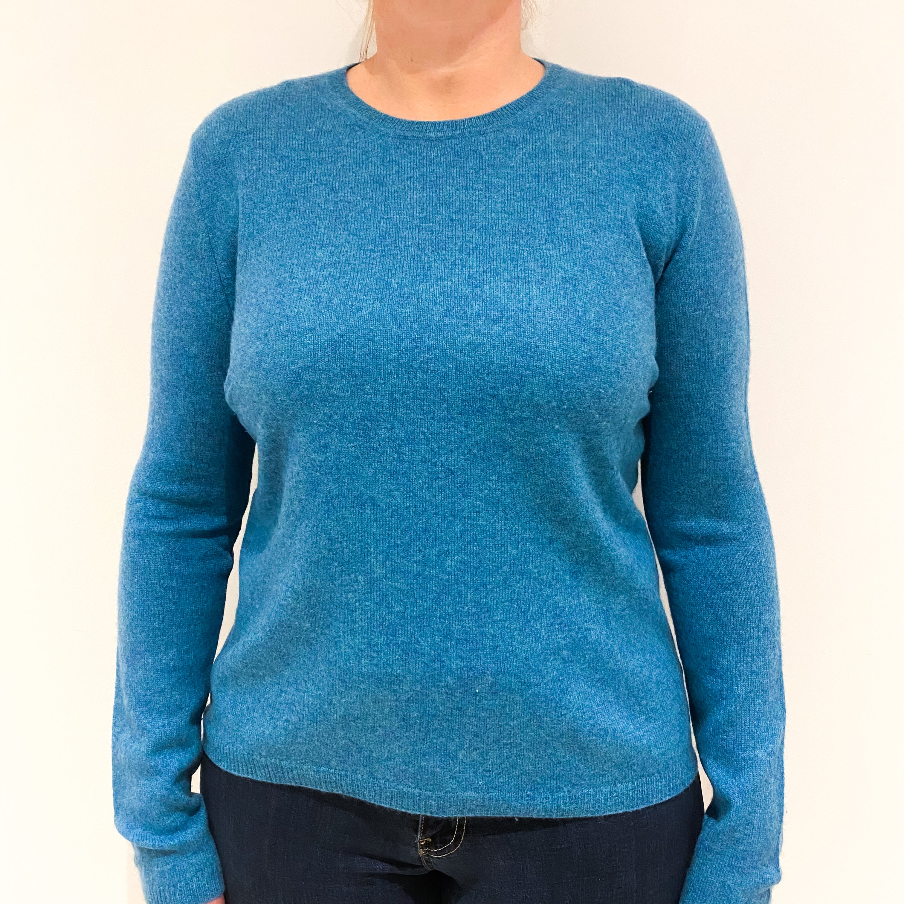 Muted Aqua Cashmere Crew Neck Jumper Large
