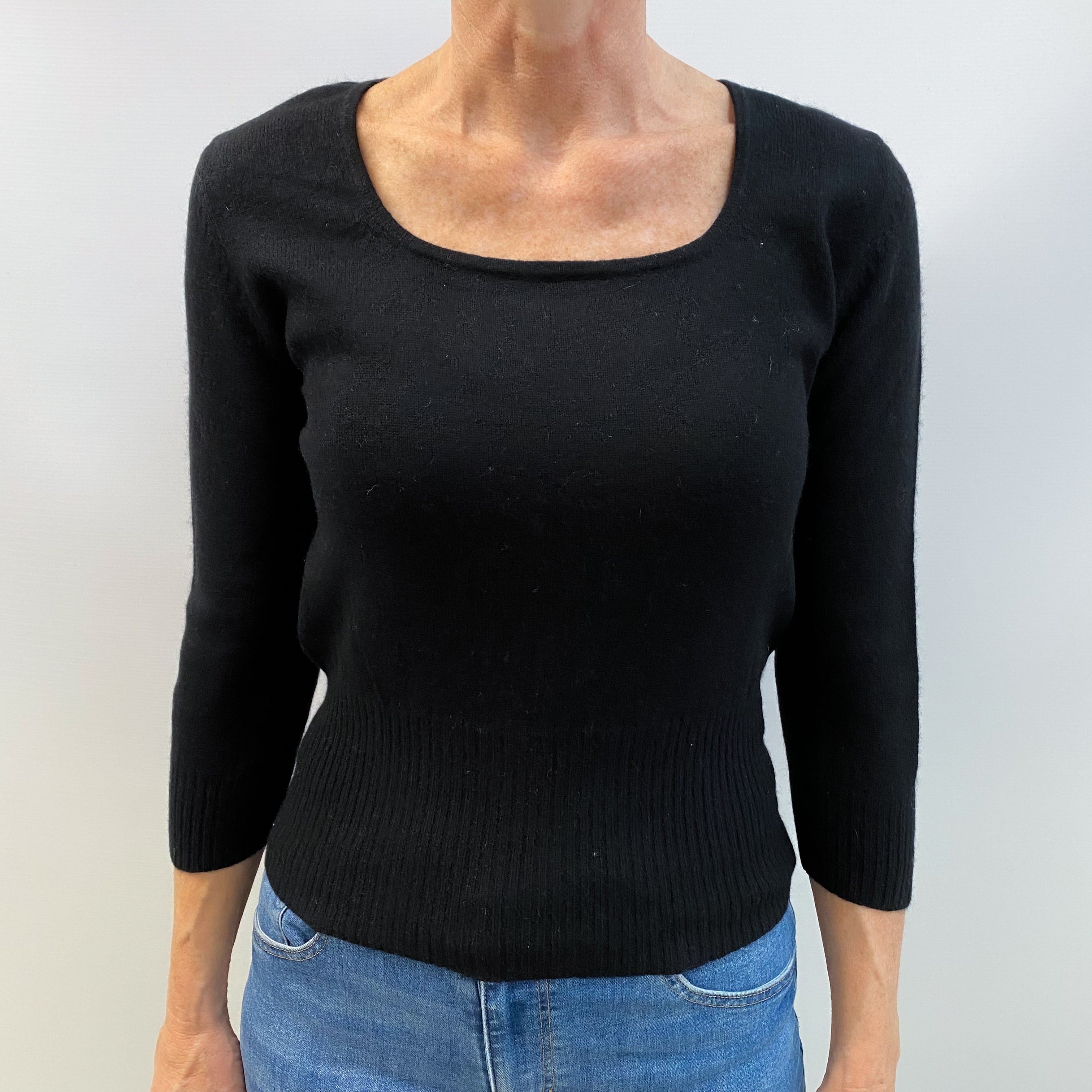 Black Cashmere Crew Neck Jumper Small