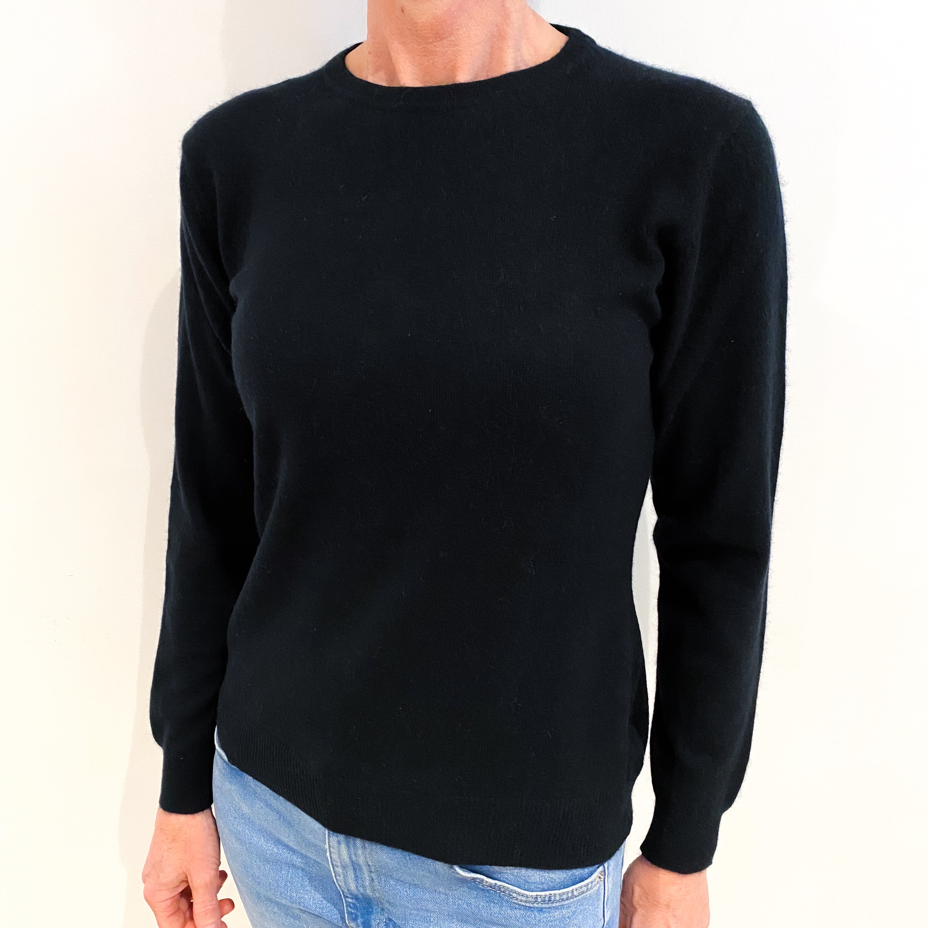 Black Cashmere Crew Neck Jumper Small