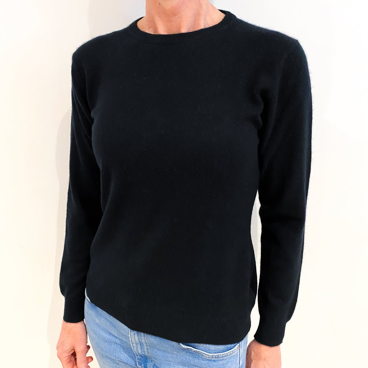 Black Cashmere Crew Neck Jumper Small