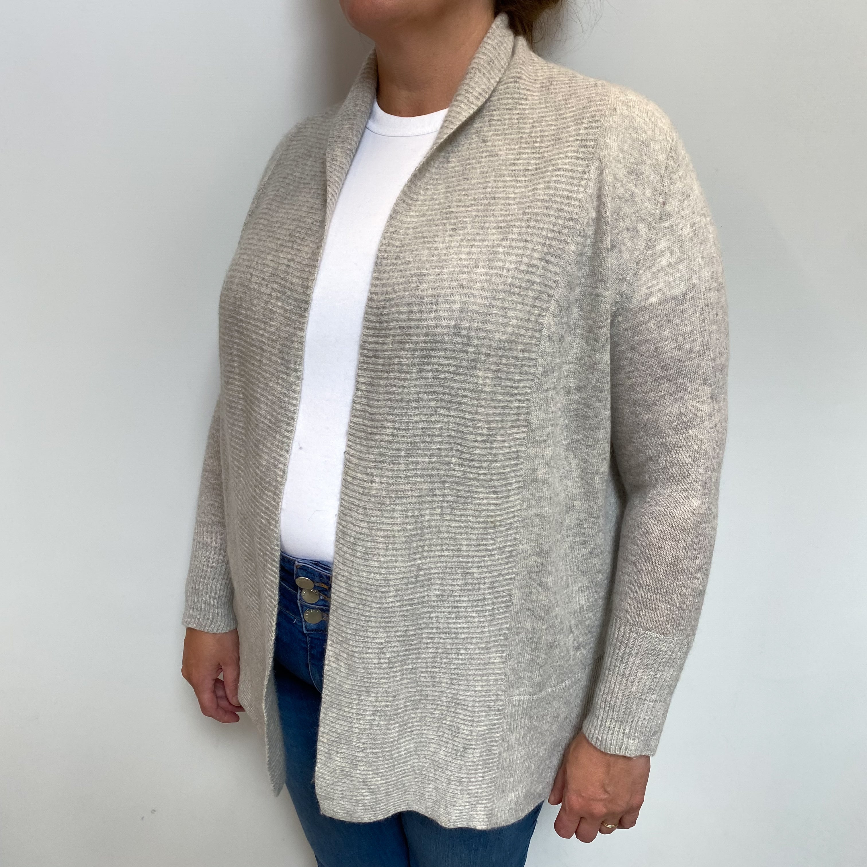 Smoke Grey Cashmere Edge To Edge Cardigan Extra Large