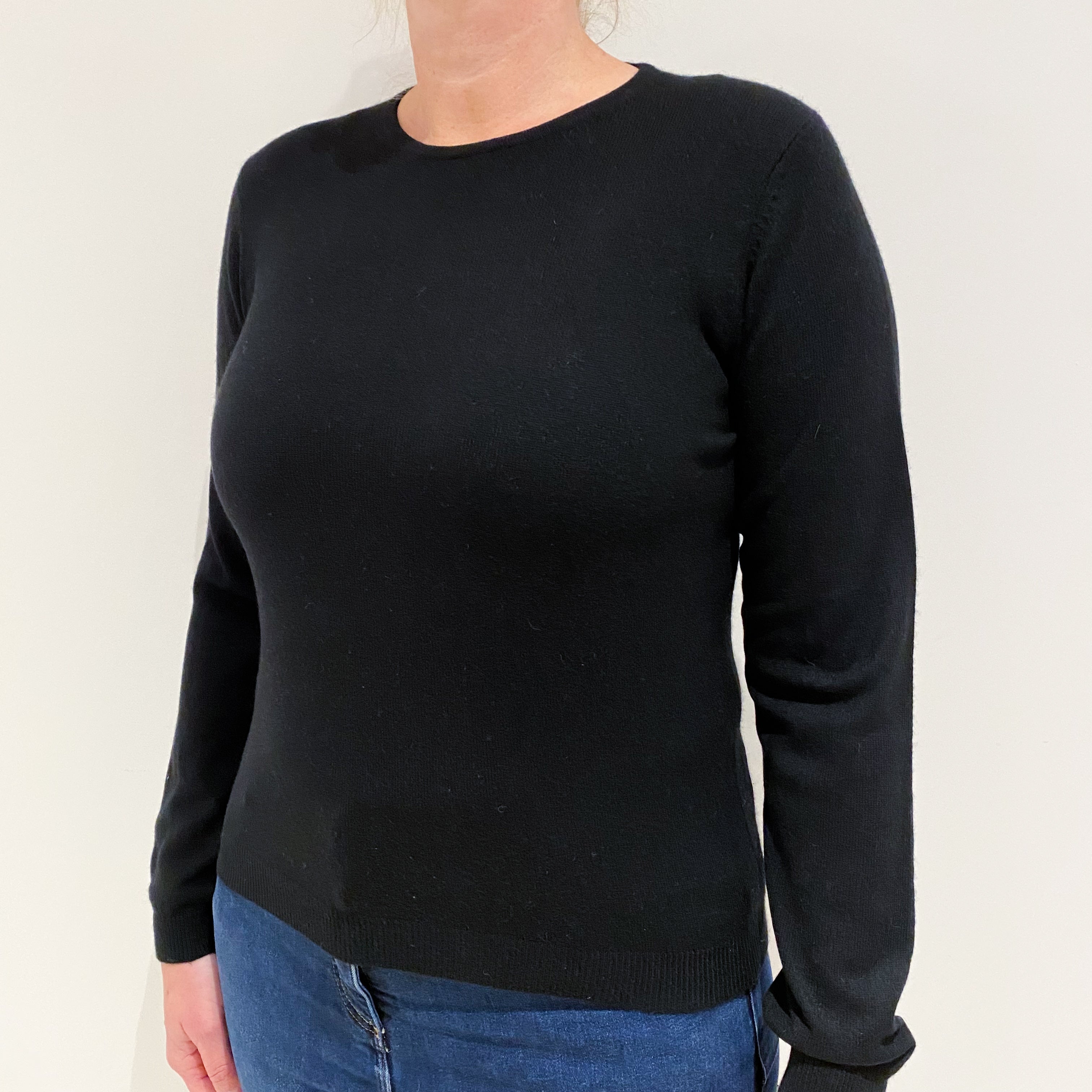 Black Cashmere Crew Neck Jumper Large