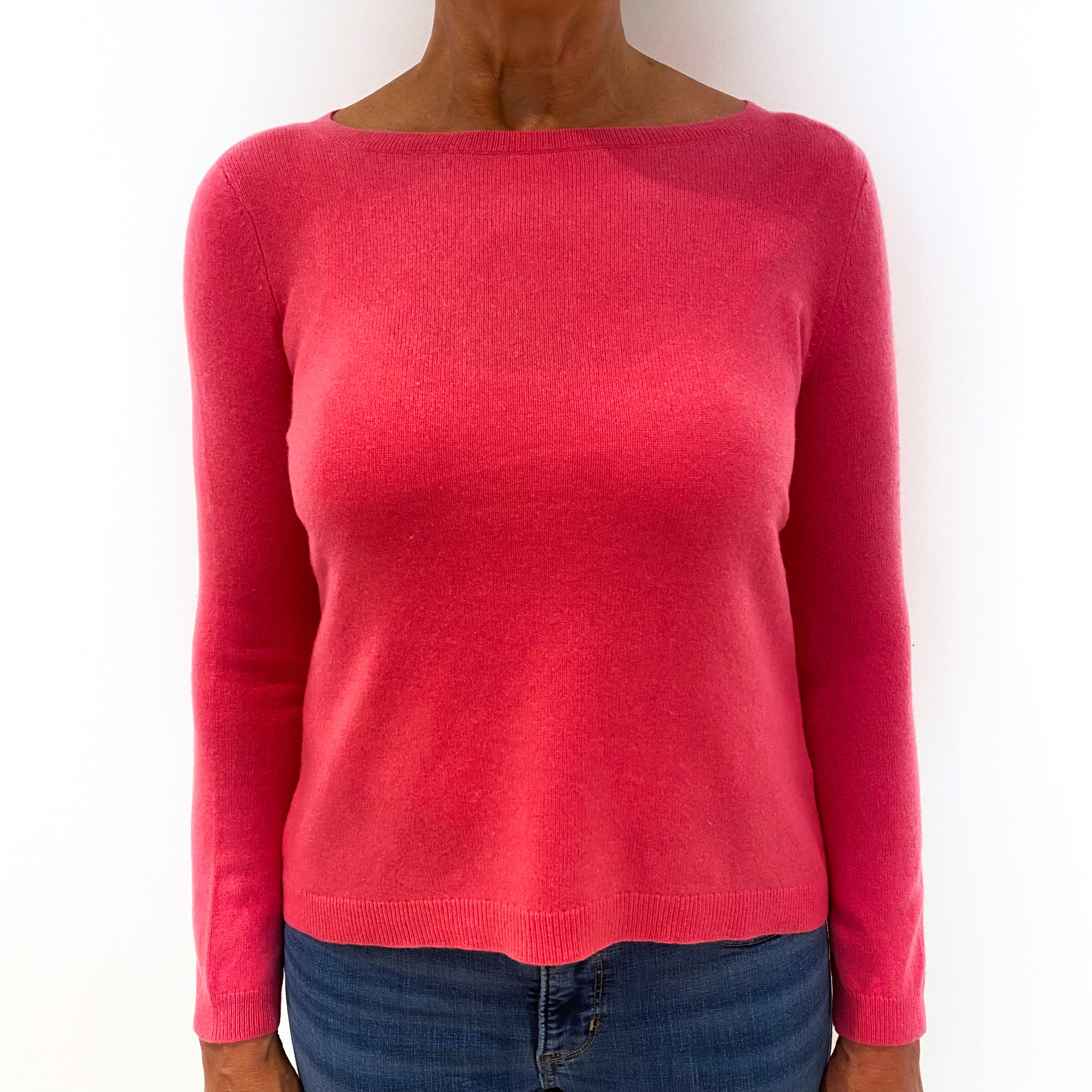 Lupin Pink Cashmere Boat Neck Jumper Medium