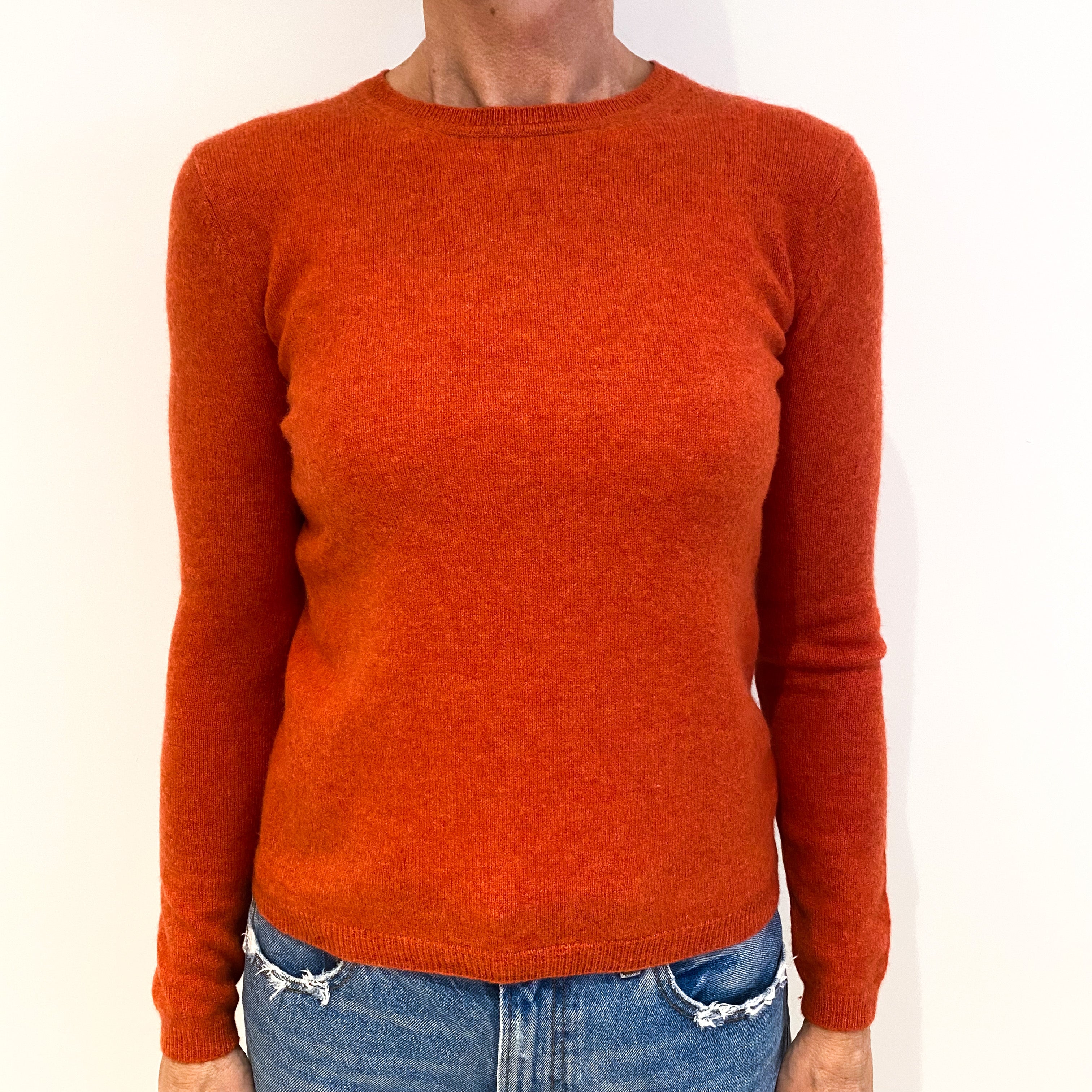 Paprika Orange Cashmere Crew Neck Jumper Small