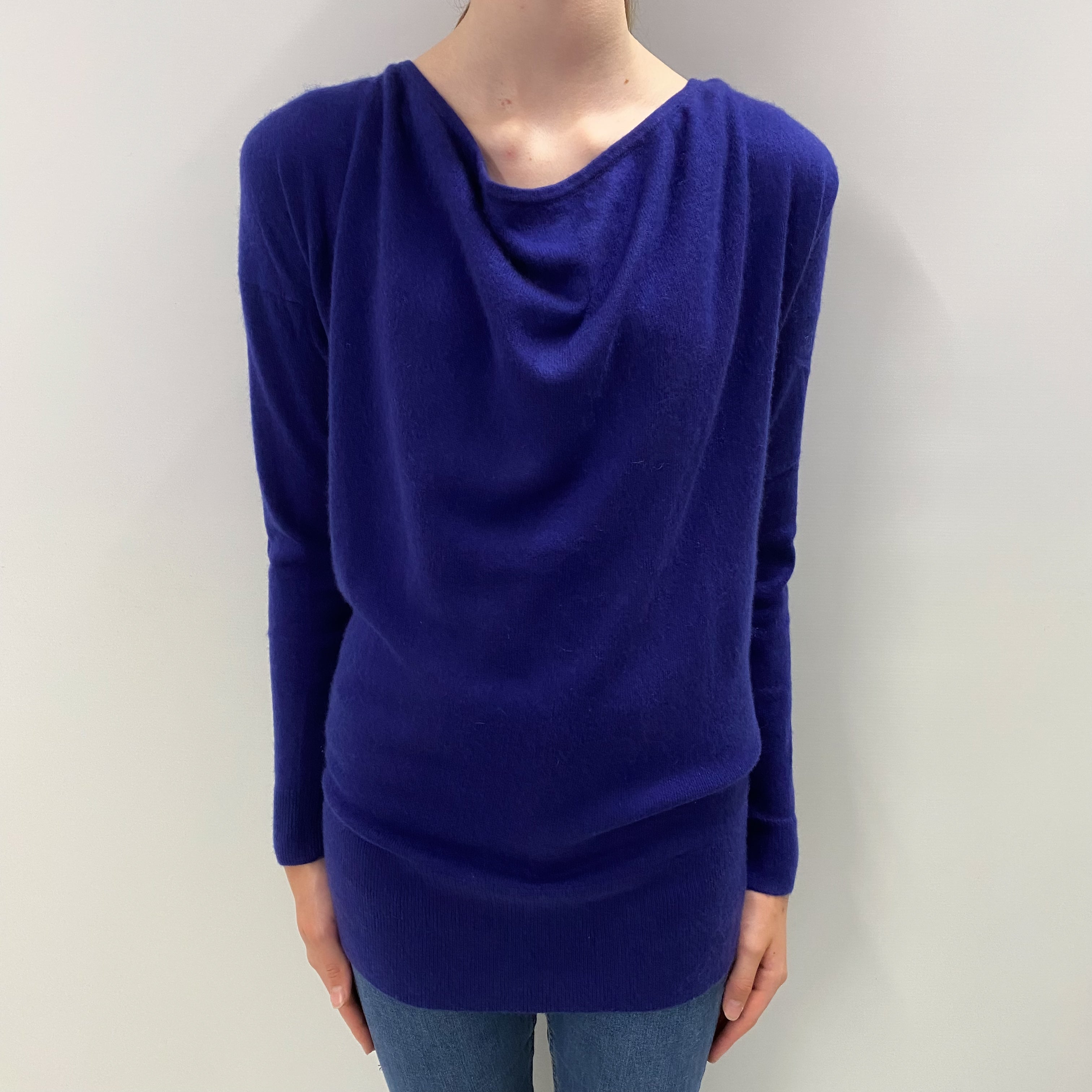 Iris Purple Cashmere Drape Neck Jumper Extra Small