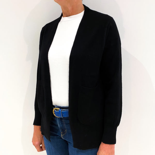 Black Cashmere Edge to Edge Cardigan Medium