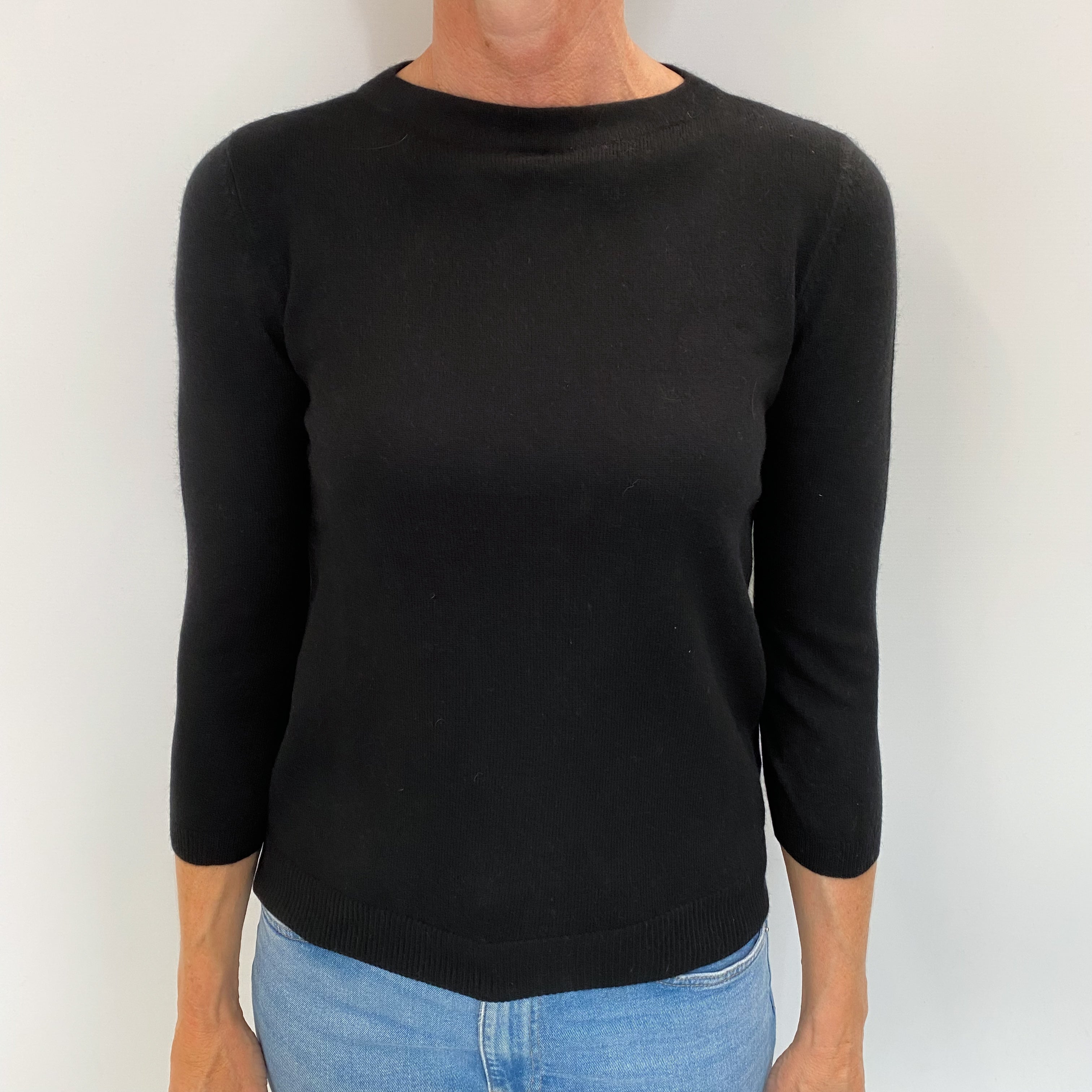 Black Cashmere Crew Neck Jumper Small