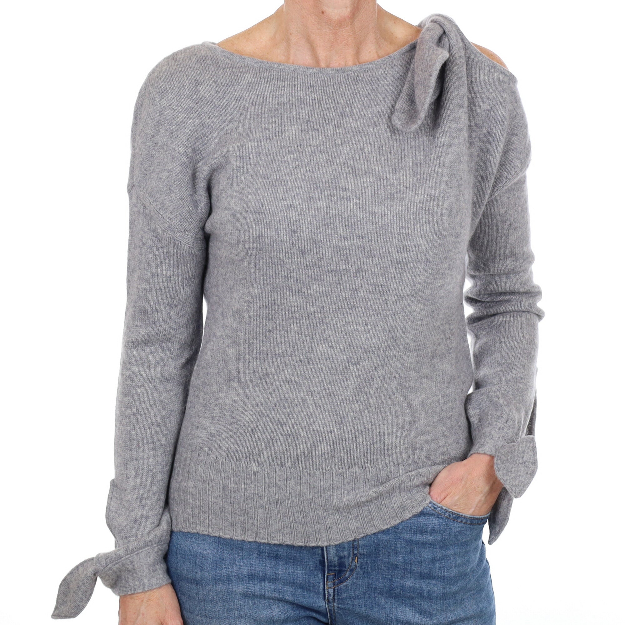 Ash Grey Cashmere Crew Neck Jumper Small