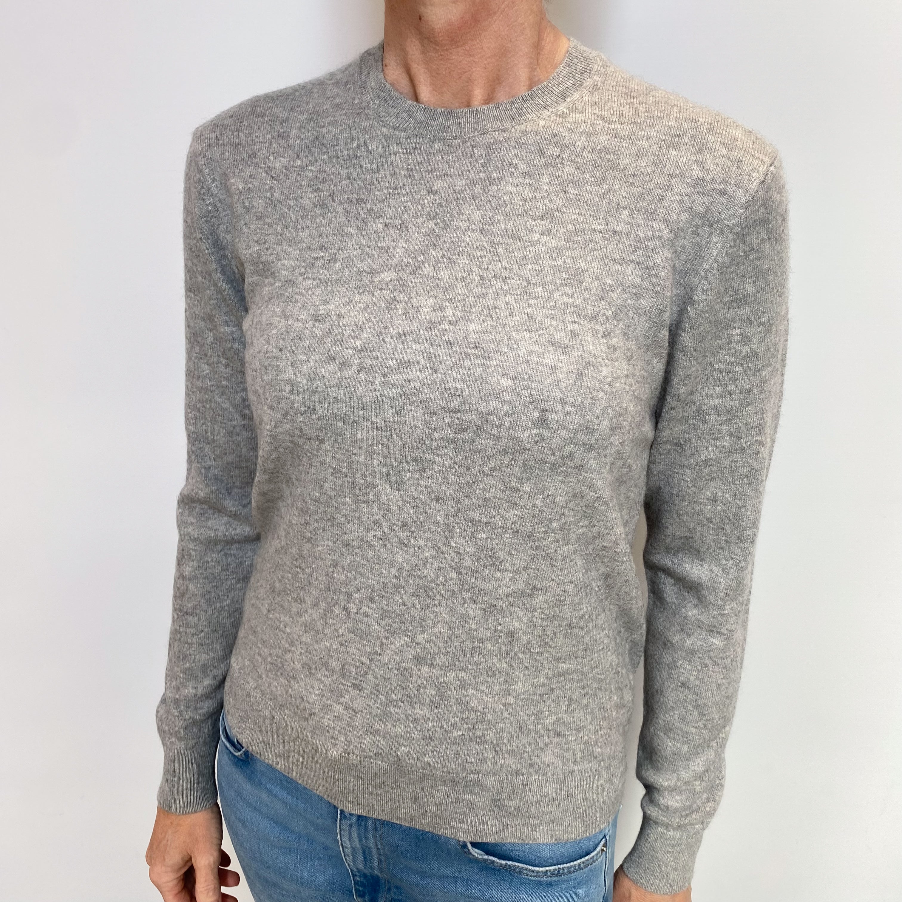 Smoke Grey Cashmere Crew Neck Jumper Small