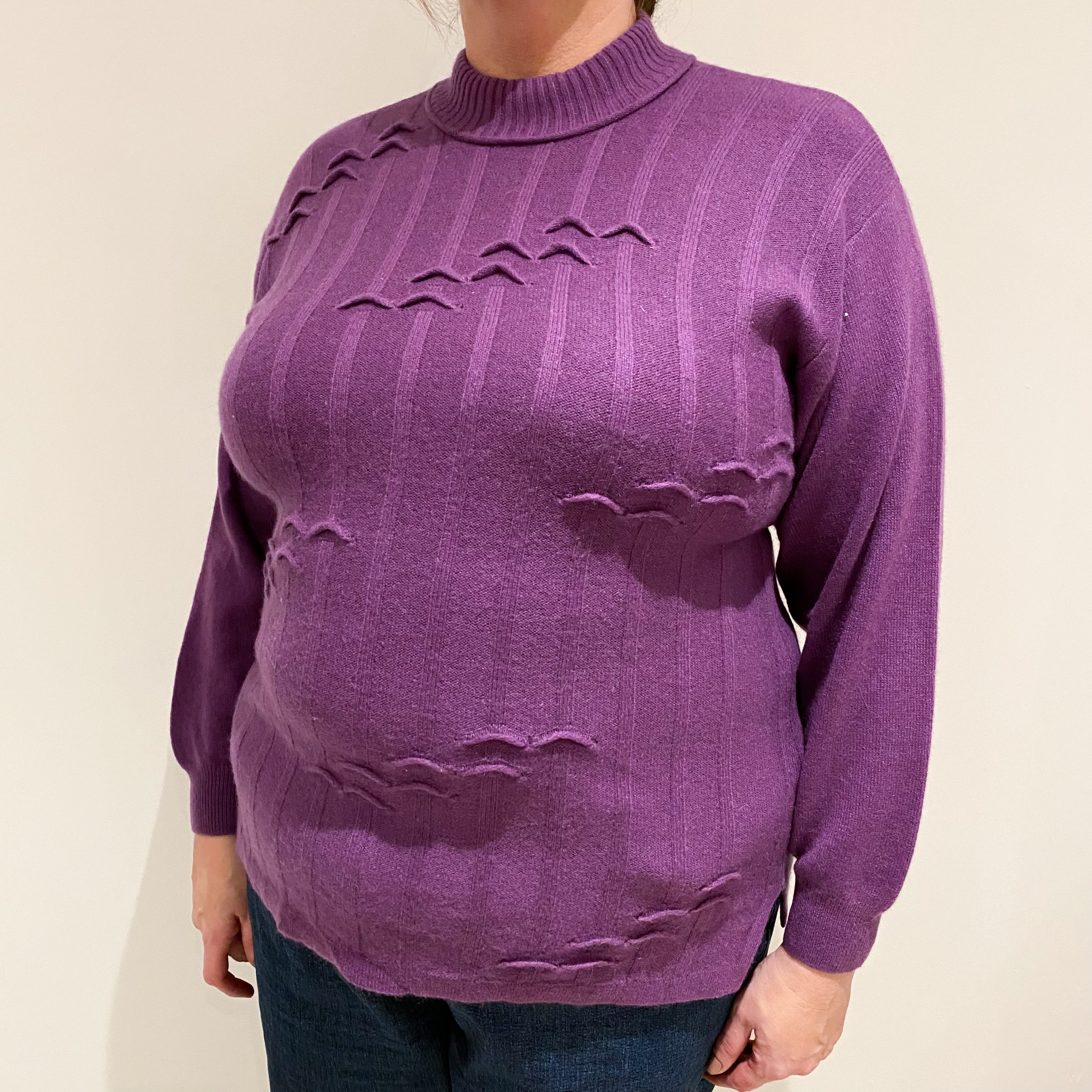 Vintage Plum Purple Cashmere Turtle Neck Jumper Extra Large
