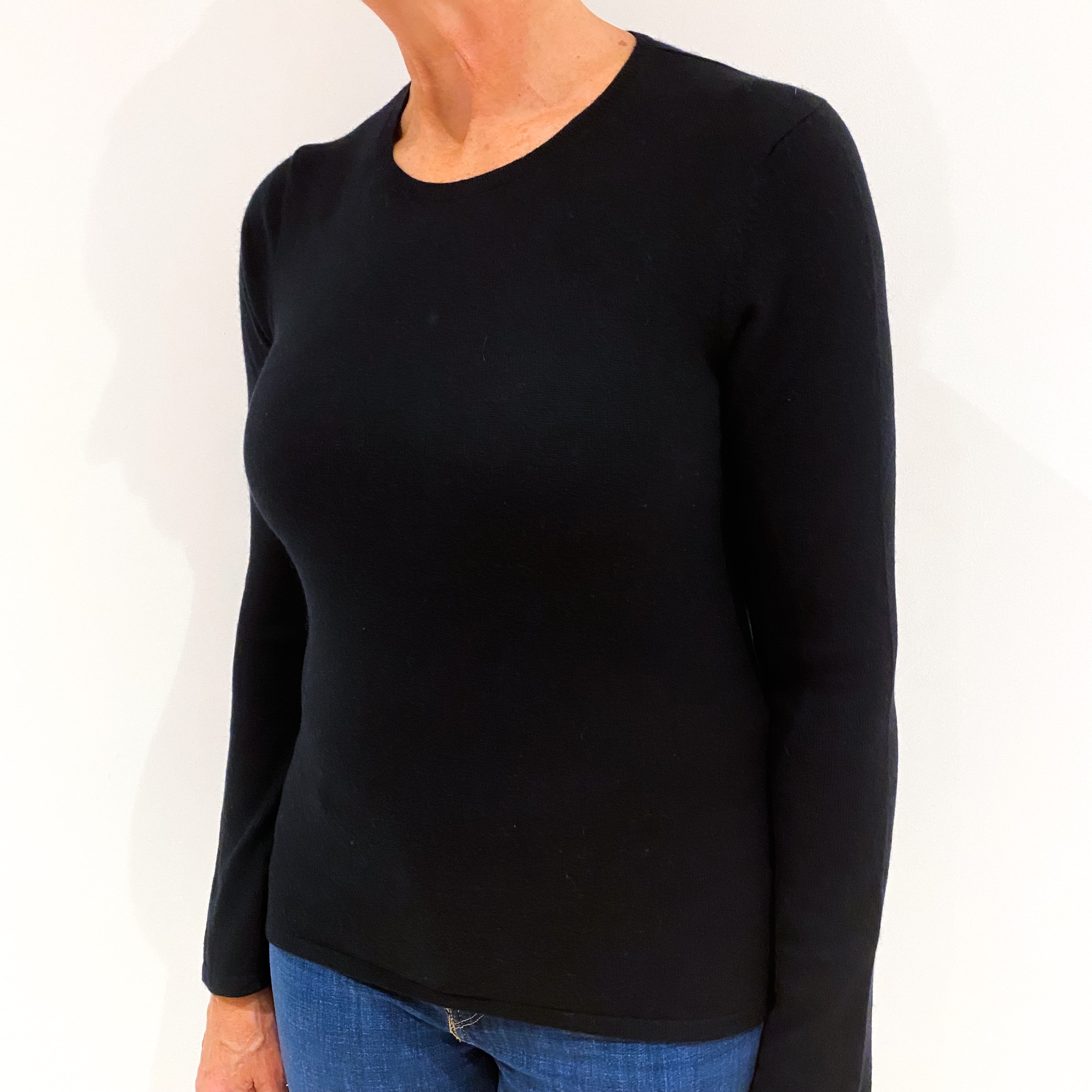 Black Cashmere Crew Neck Jumper Medium