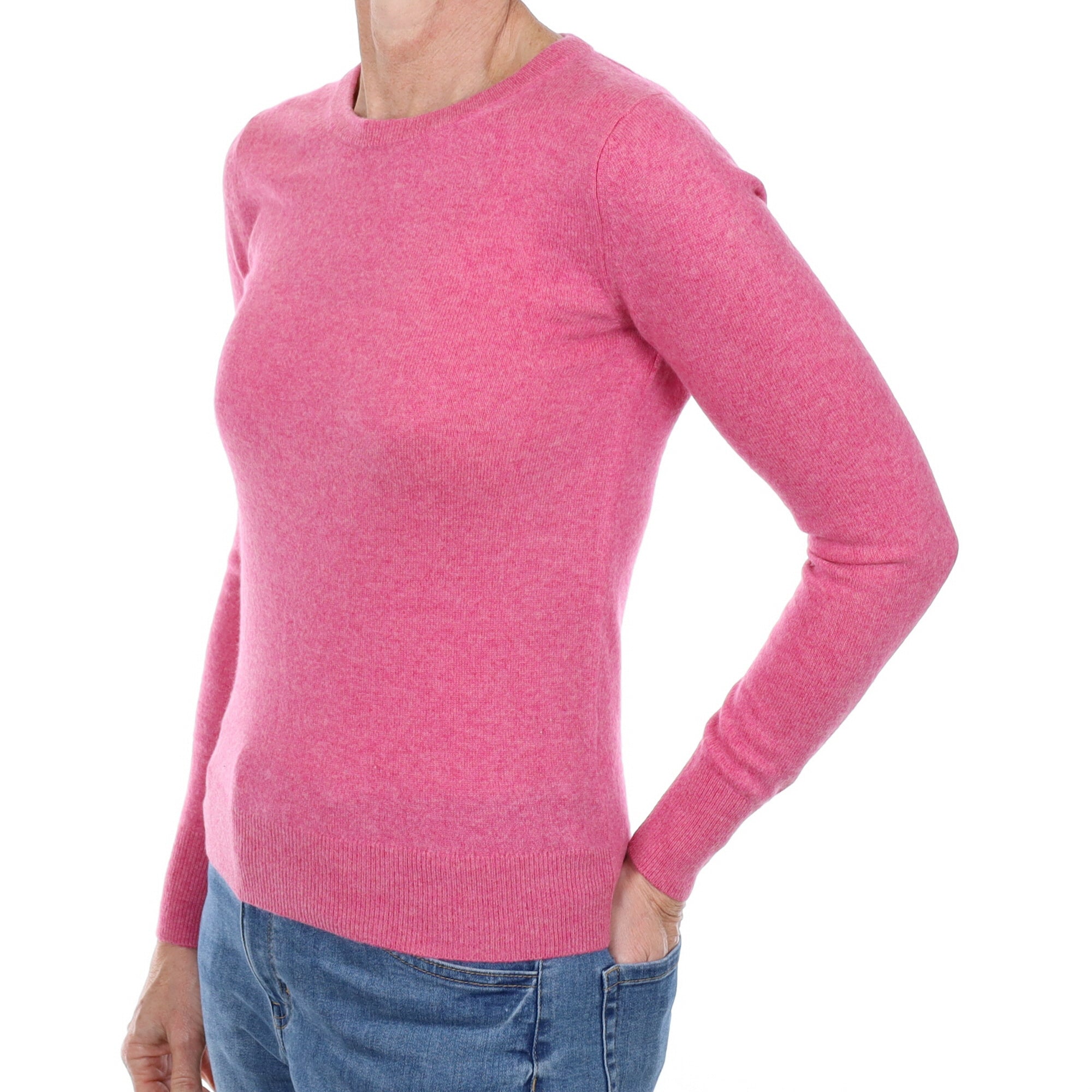 Raspberry Pink Cashmere Crew Neck Jumper Small
