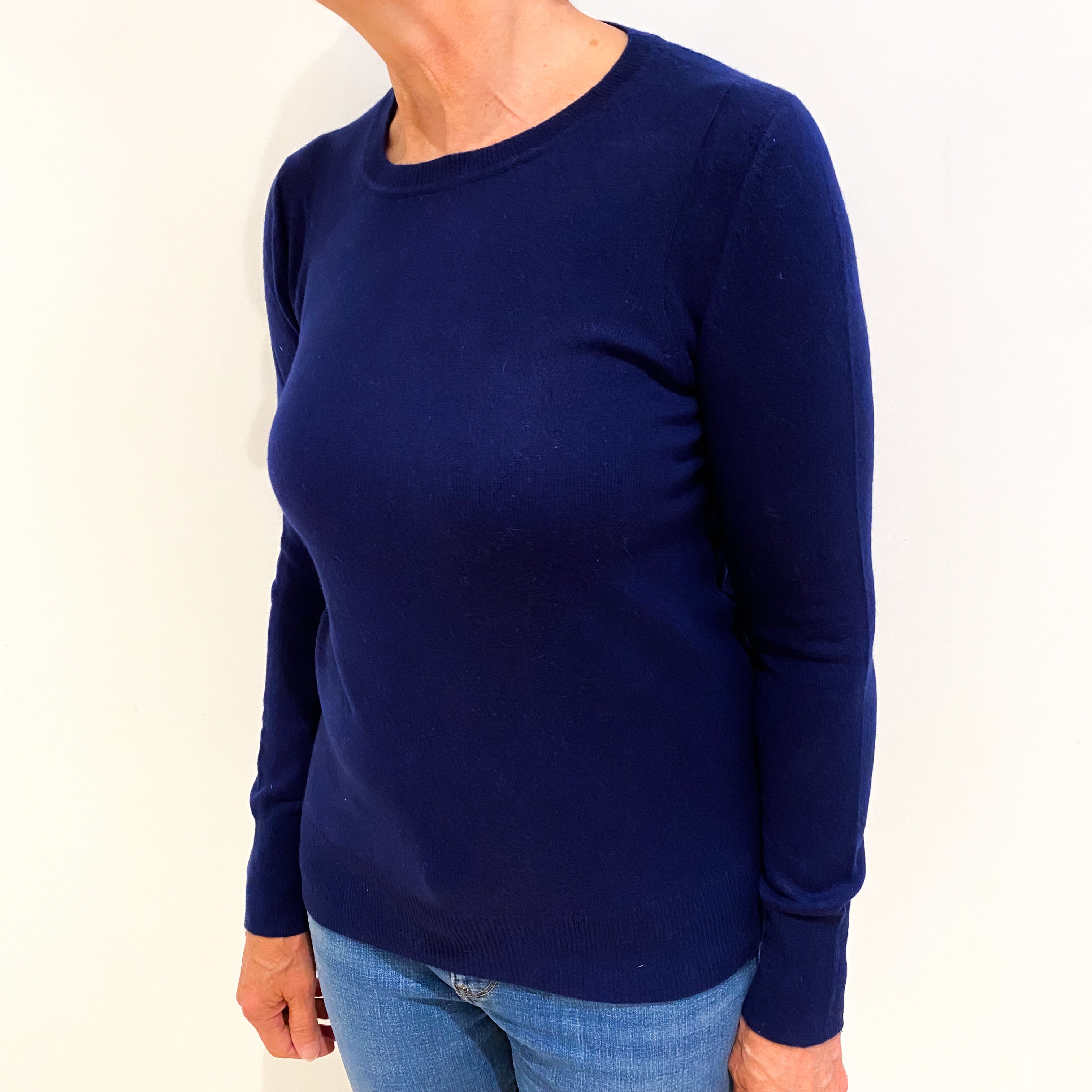 French Navy Cashmere Crew Neck Jumper Medium