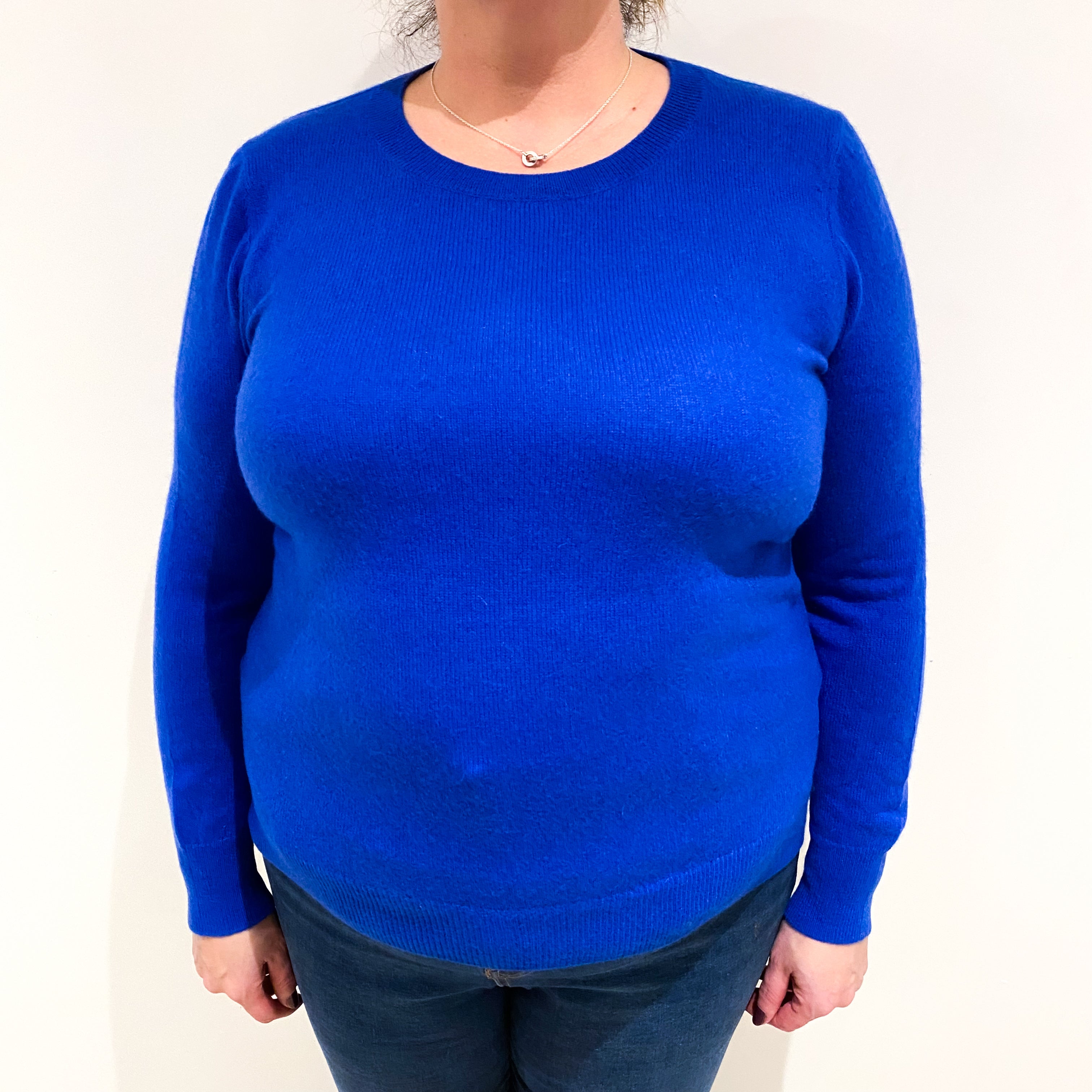 Electric Blue Cashmere Crew Neck Jumper Extra Large
