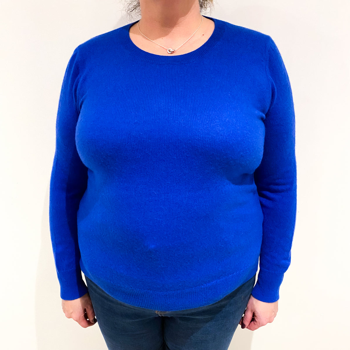 Electric Blue Cashmere Crew Neck Jumper Extra Large