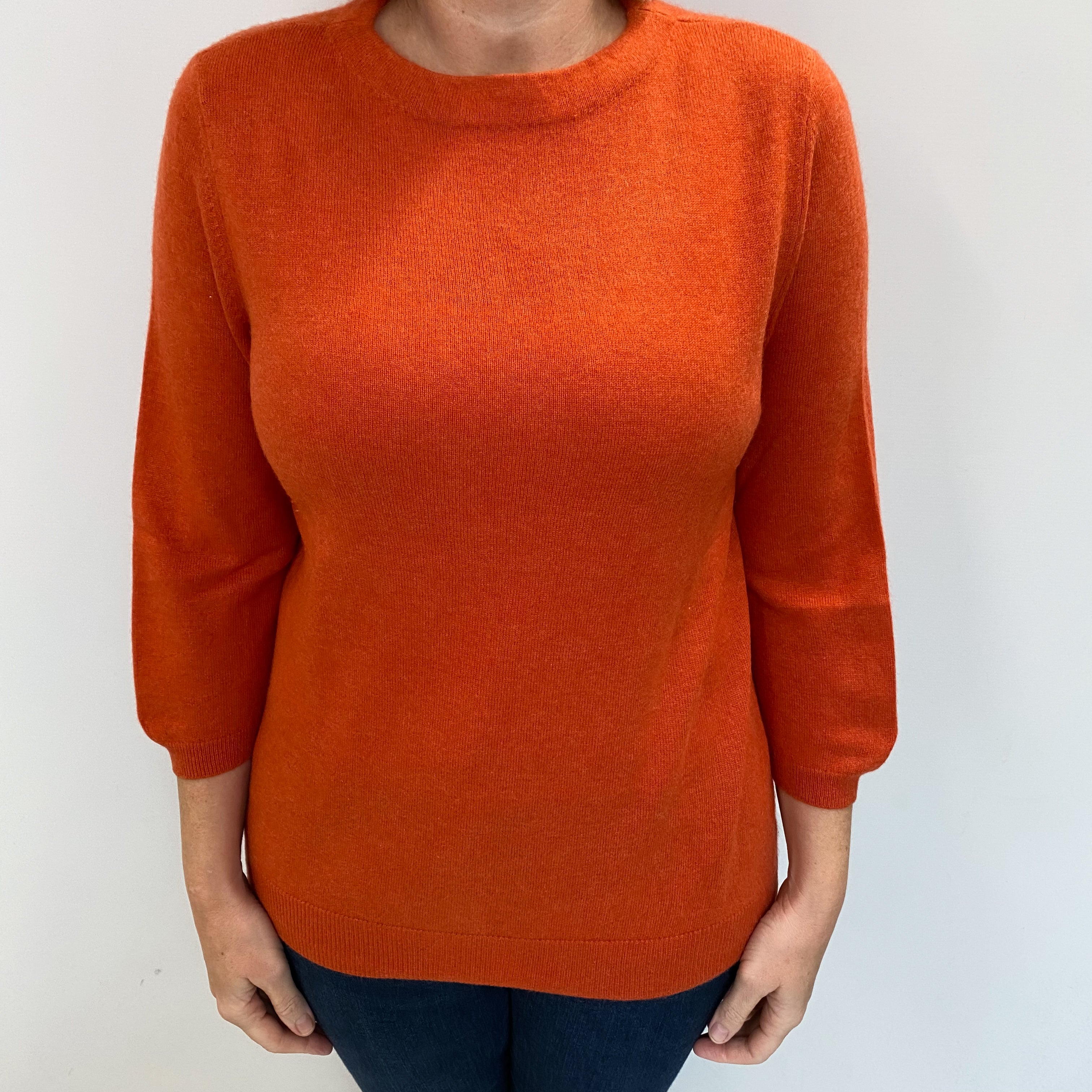 Pumpkin Orange Cashmere Crew Neck Jumper Large