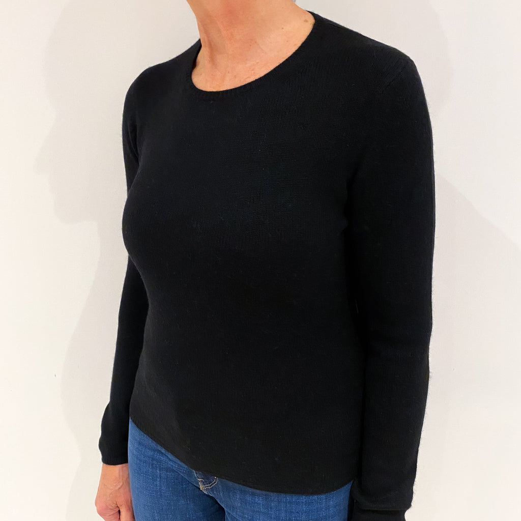 Repeat Black Cashmere Crew Neck Heavy Knit Jumper Medium