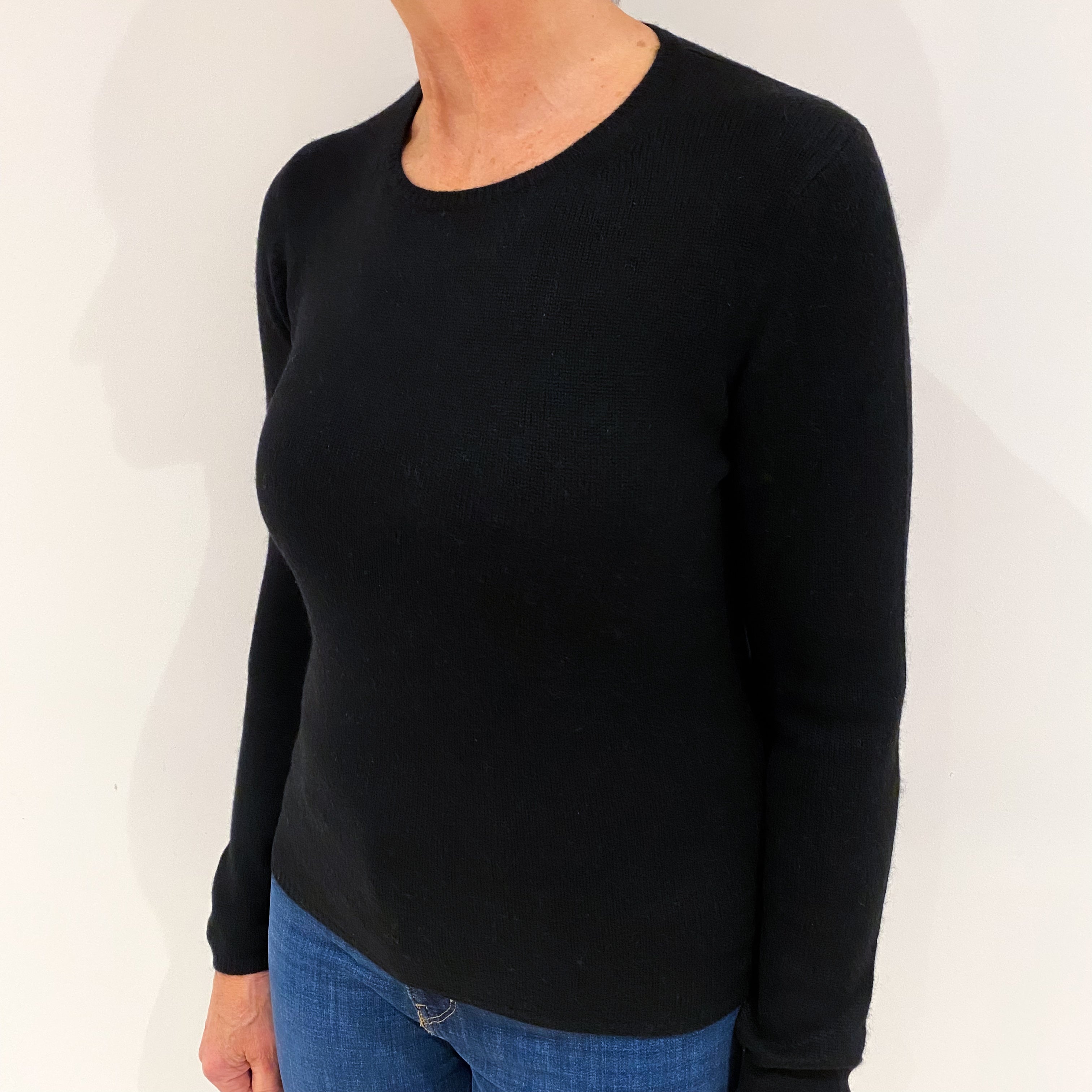 Repeat Black Cashmere Crew Neck Heavy Knit Jumper Medium