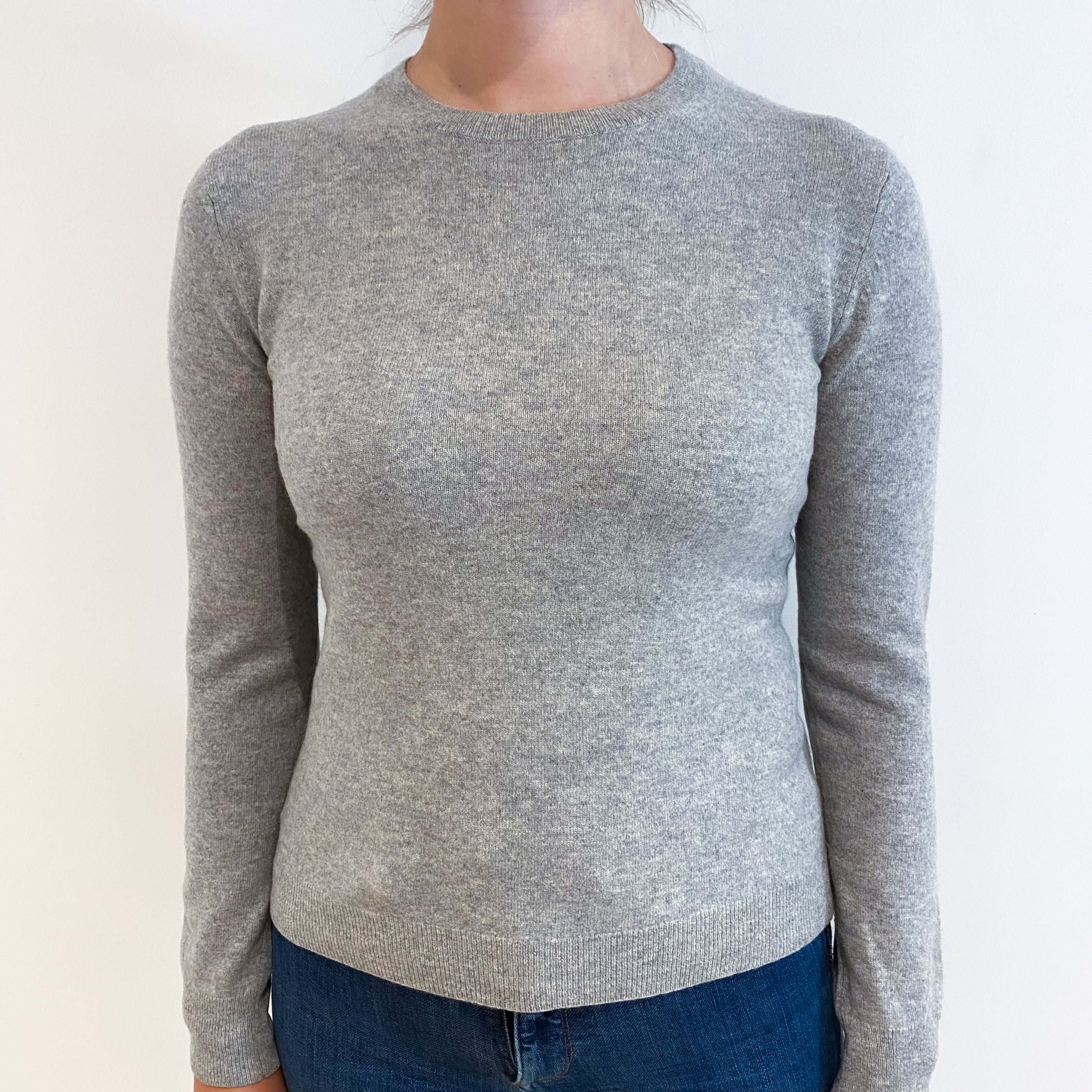 Smoke Grey Cashmere Crew Neck Jumper Small