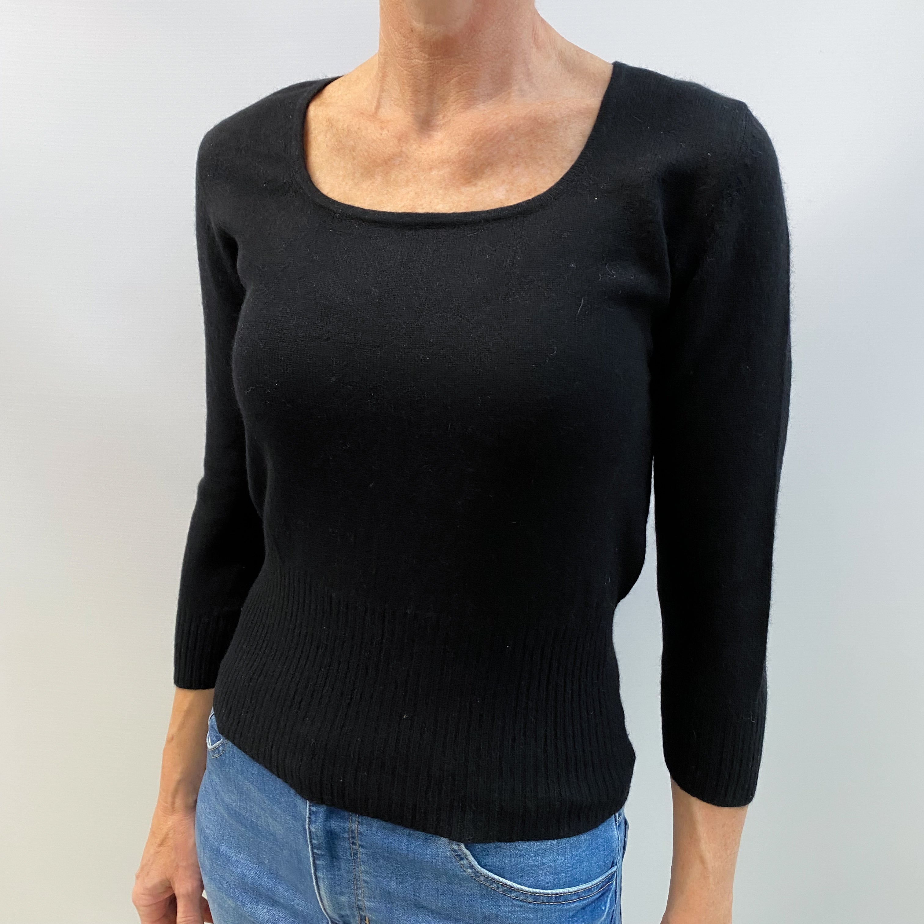 Black Cashmere Crew Neck Jumper Small