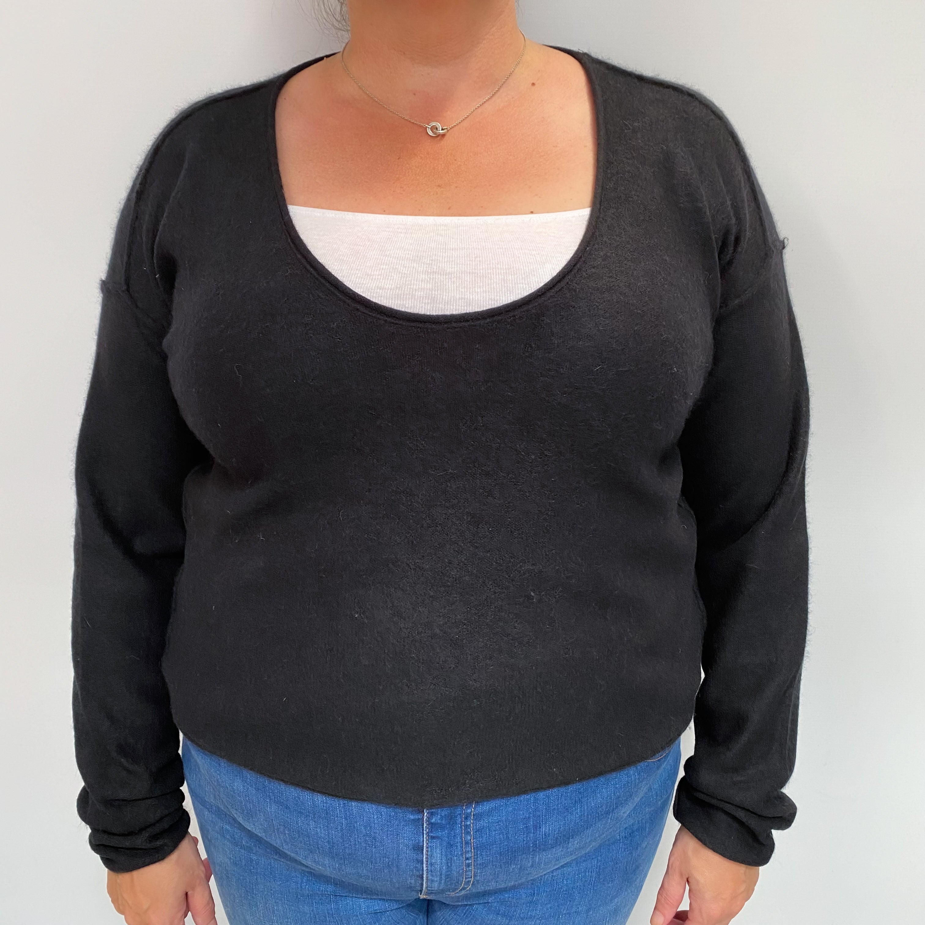 Black Cashmere Scoop Neck Jumper Extra Large