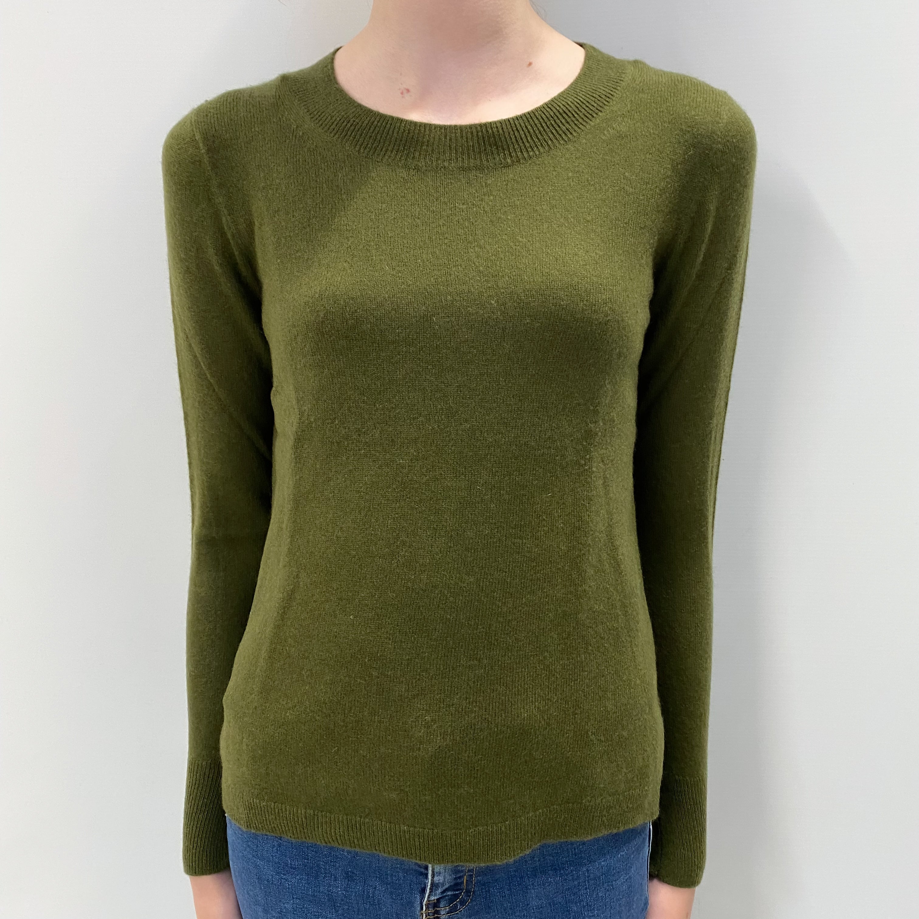 Khaki Cashmere Crew Neck Jumper Extra Small