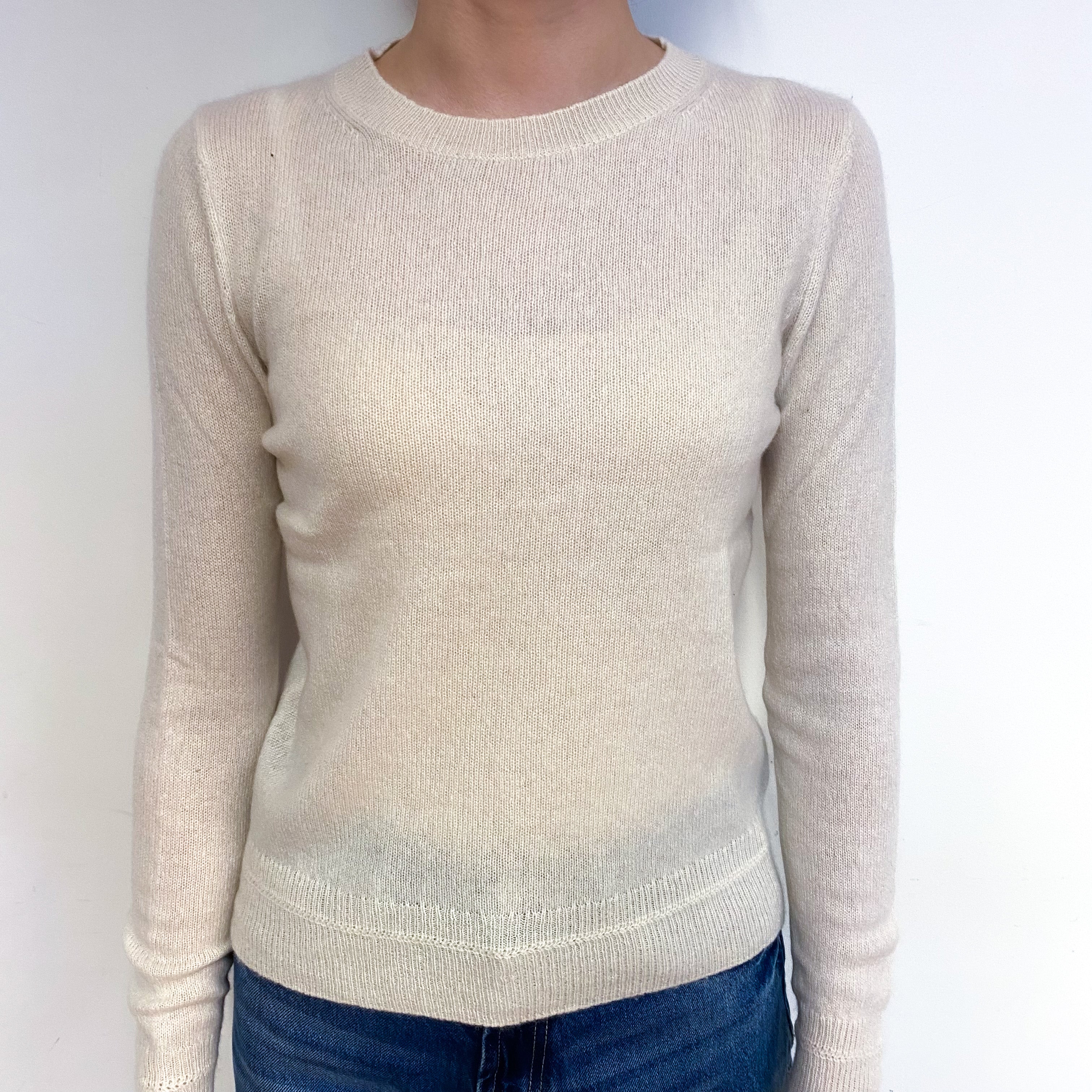 Cream Lightweight Cashmere Crew Neck Jumper Extra Small