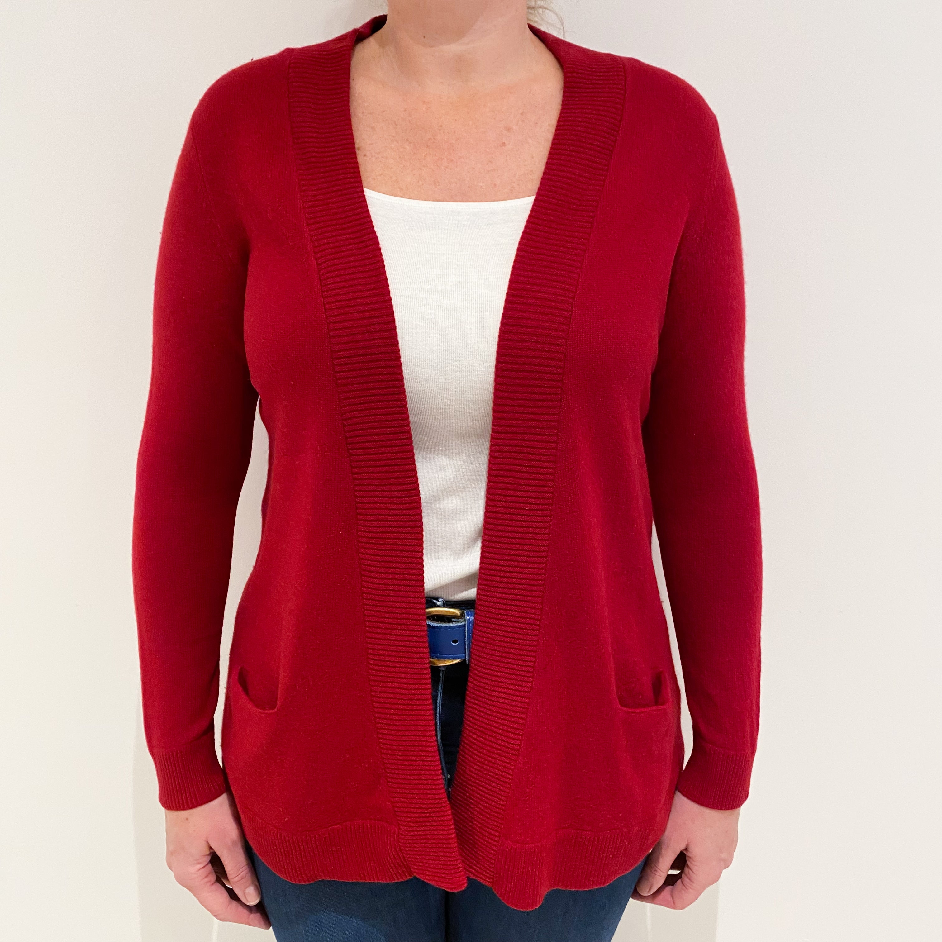 Crimson Red Cashmere Cardigan Large
