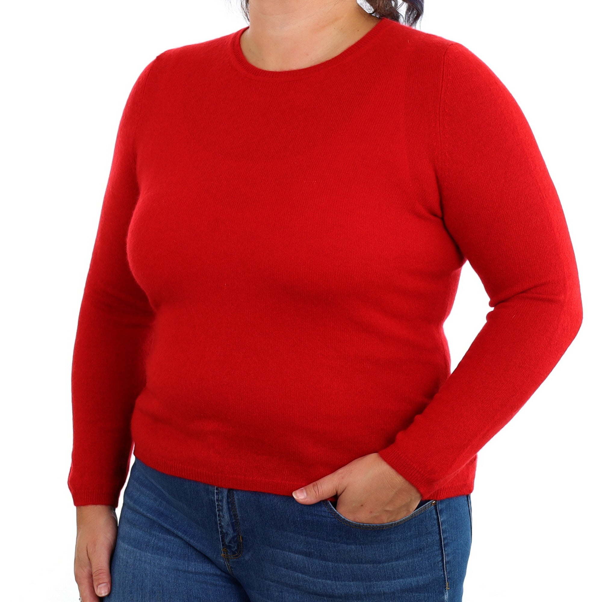 Post Box Red Cashmere Crew Neck Jumper Large