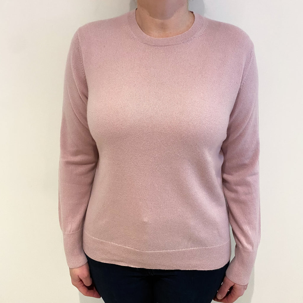 Blush Pink Cashmere Crew Neck Jumper Large