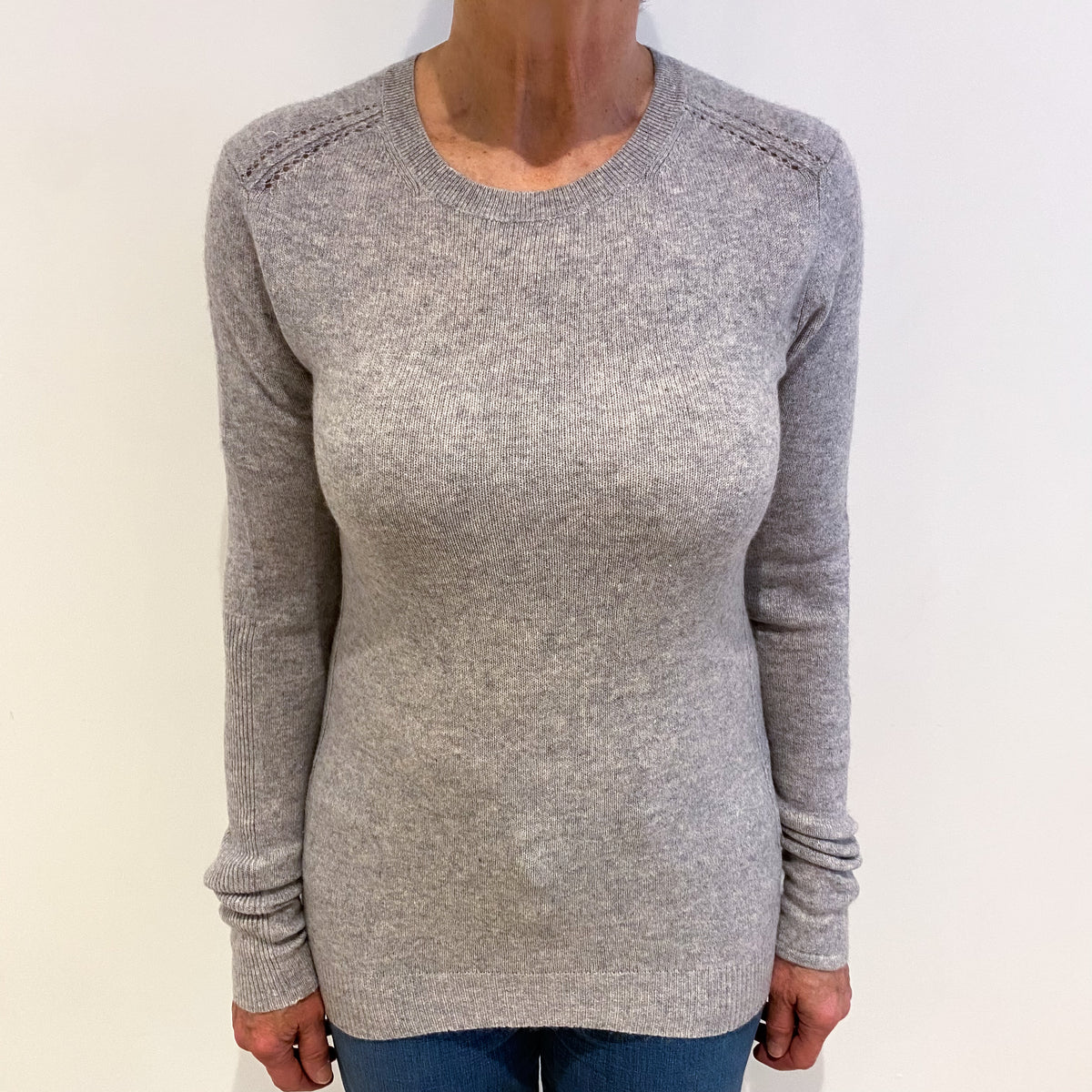 Smoke Grey Cashmere Crew Neck Jumper Medium