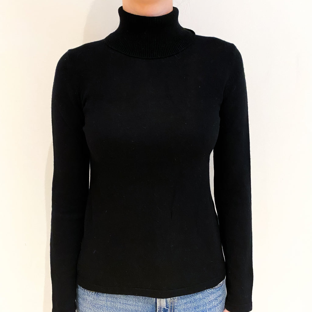 Black Cashmere Polo Neck Jumper Extra Small