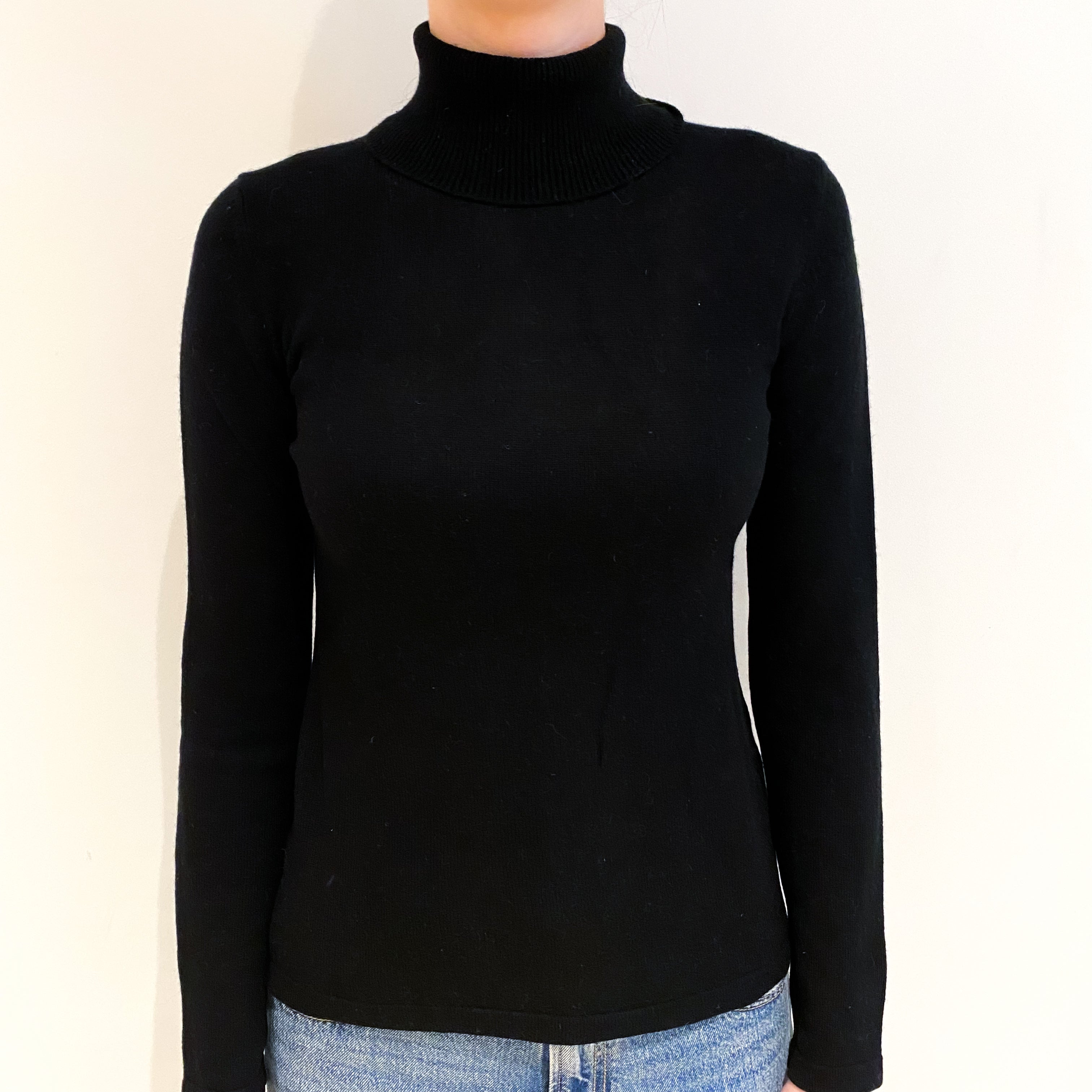 Black Cashmere Polo Neck Jumper Extra Small