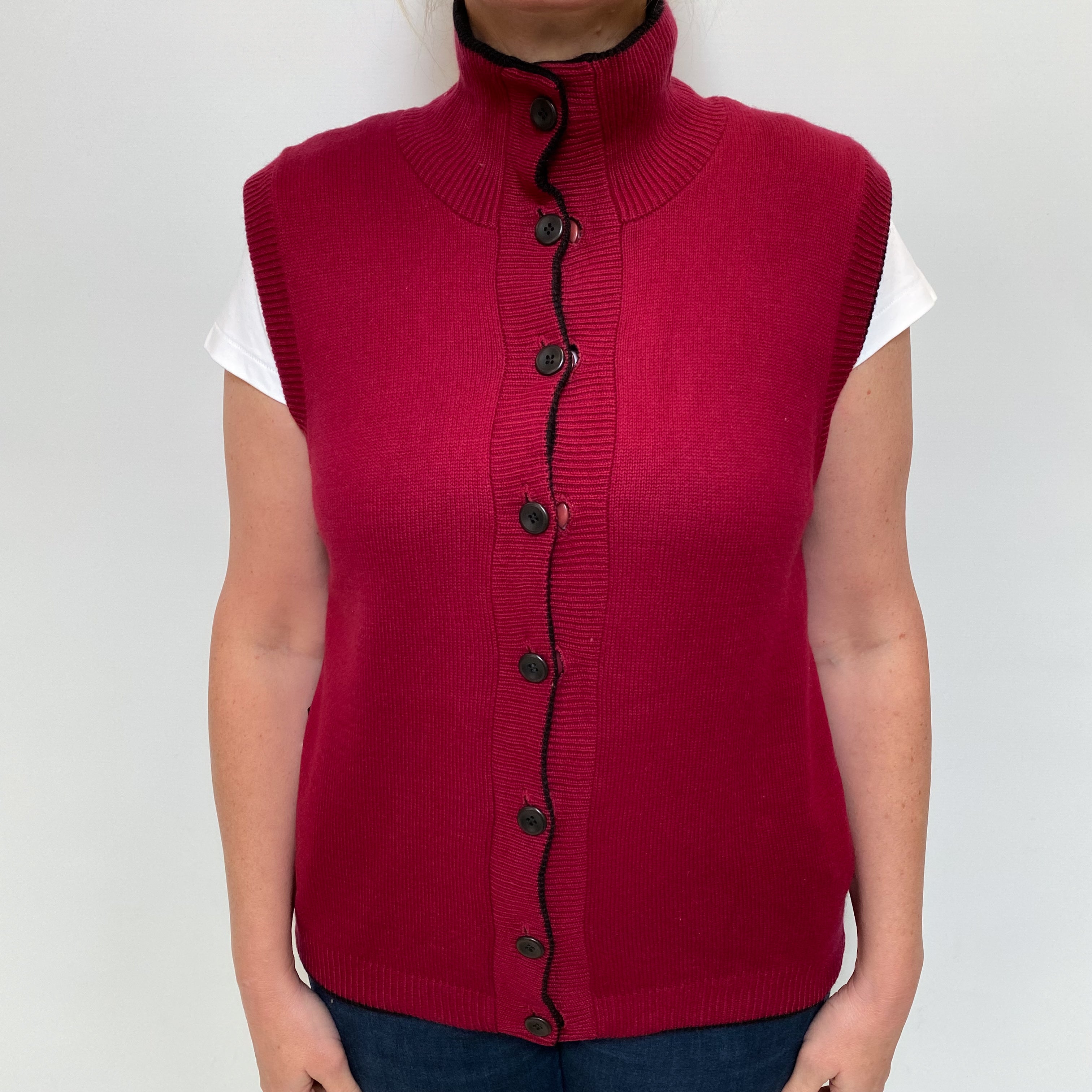 Reversible Crimson and Black Cashmere Body Warmer Large