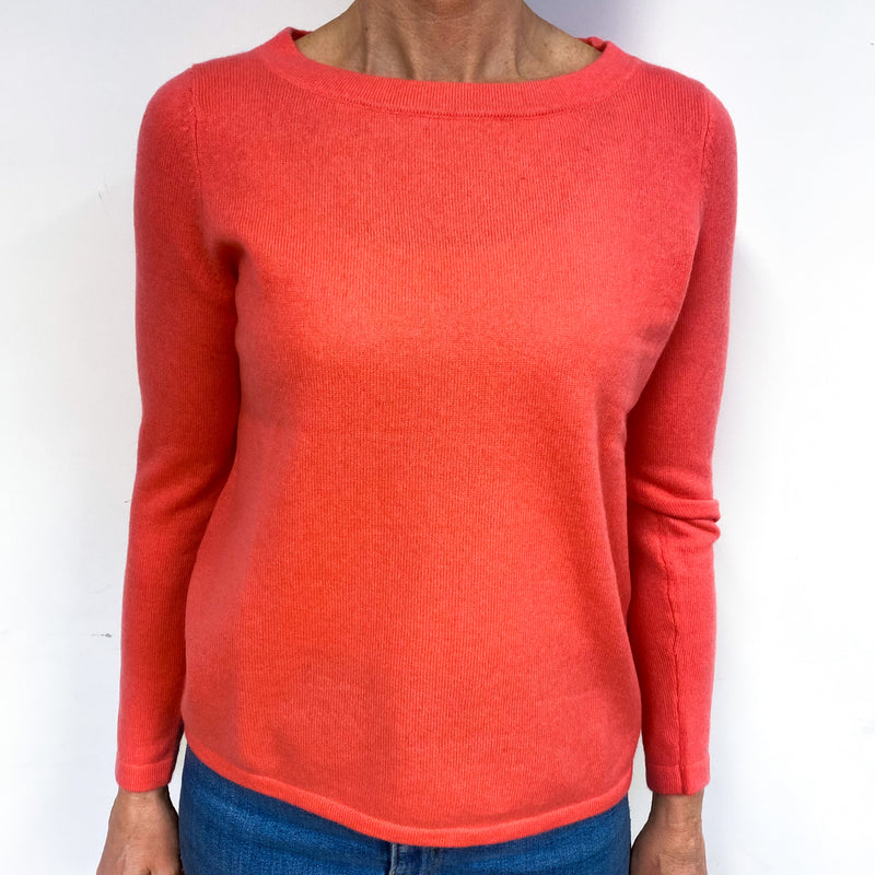 Bright Coral Cashmere Crew Neck Jumper Medium