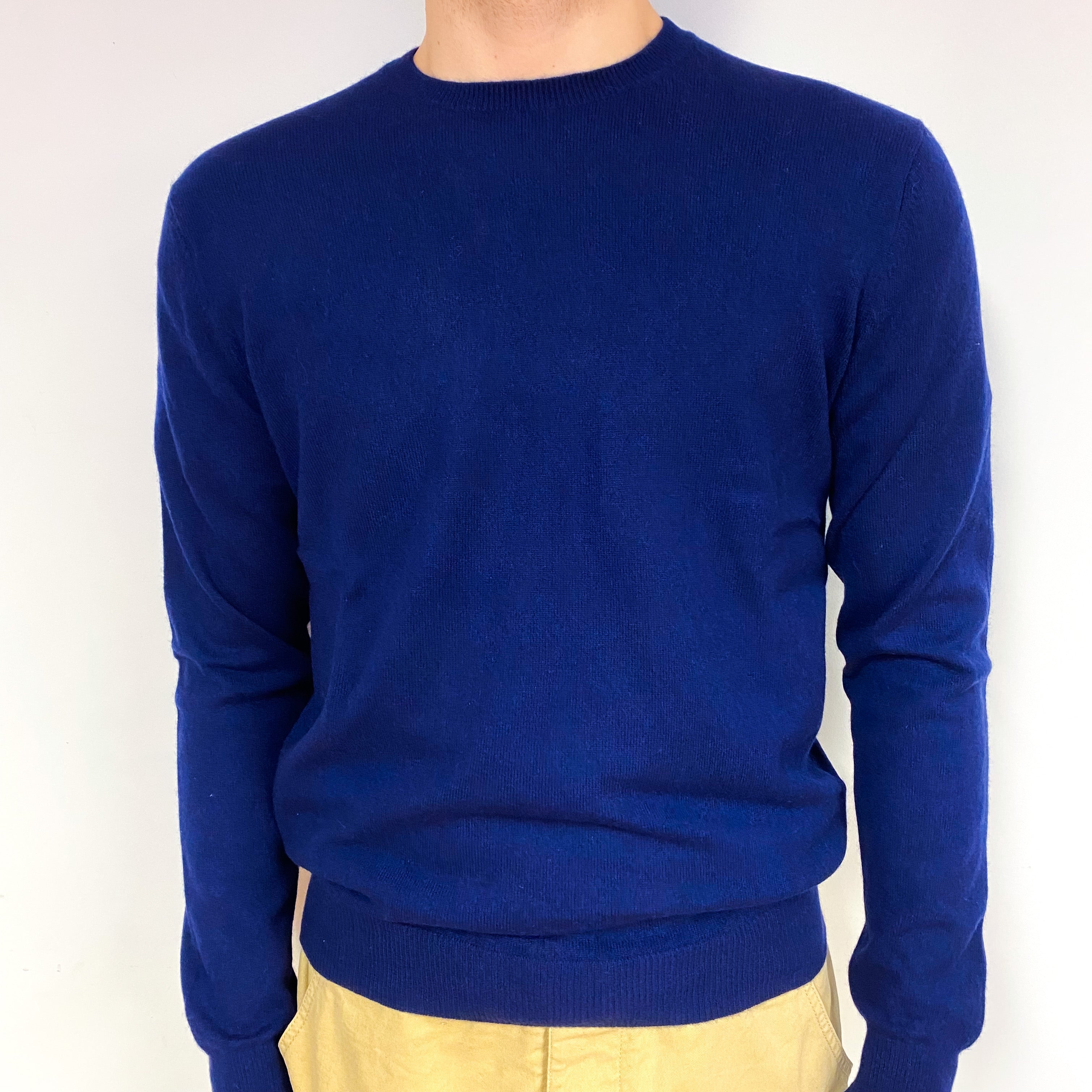 Men's Navy Blue Cashmere Crew Neck Jumper Medium