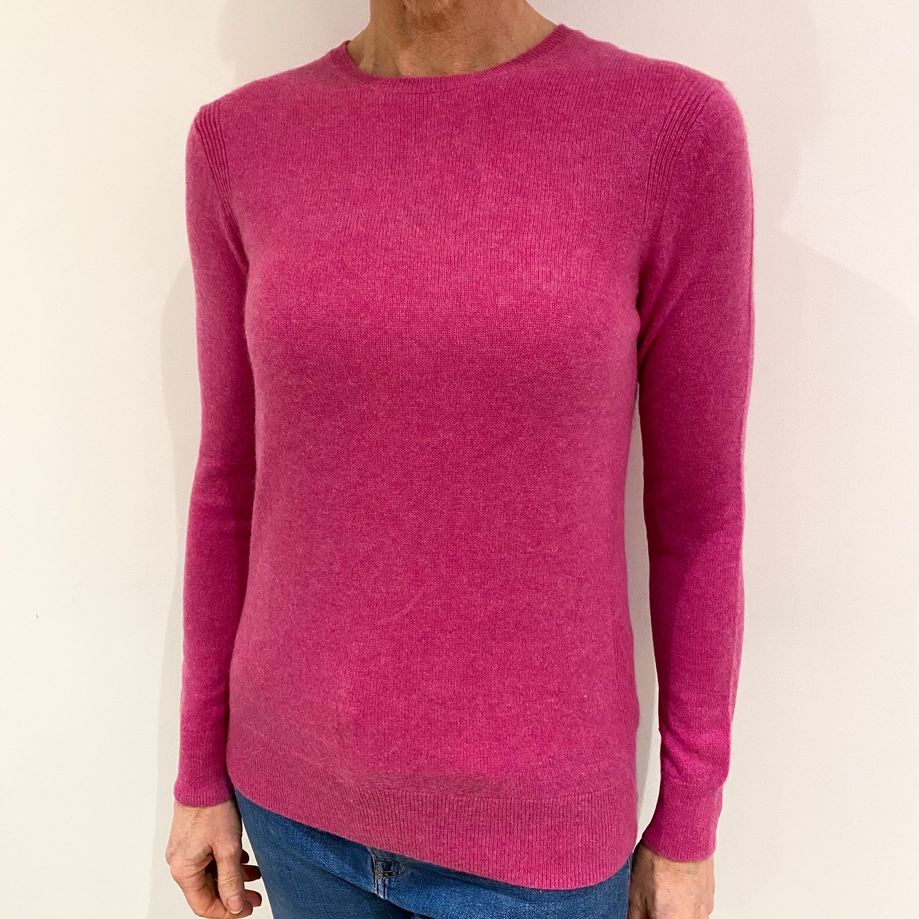 Tulip Pink Cashmere Crew Neck Jumper Small