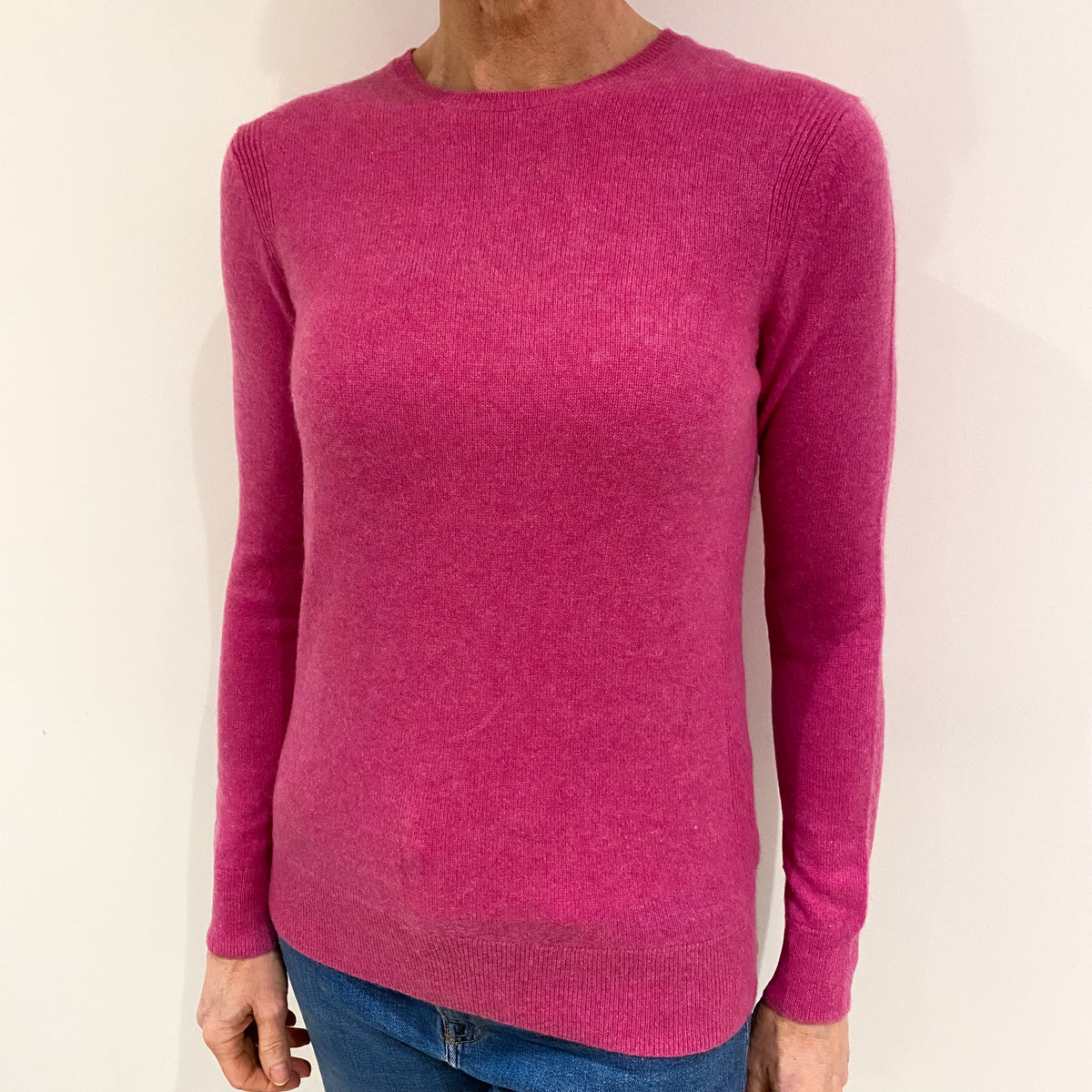 Tulip Pink Cashmere Crew Neck Jumper Small