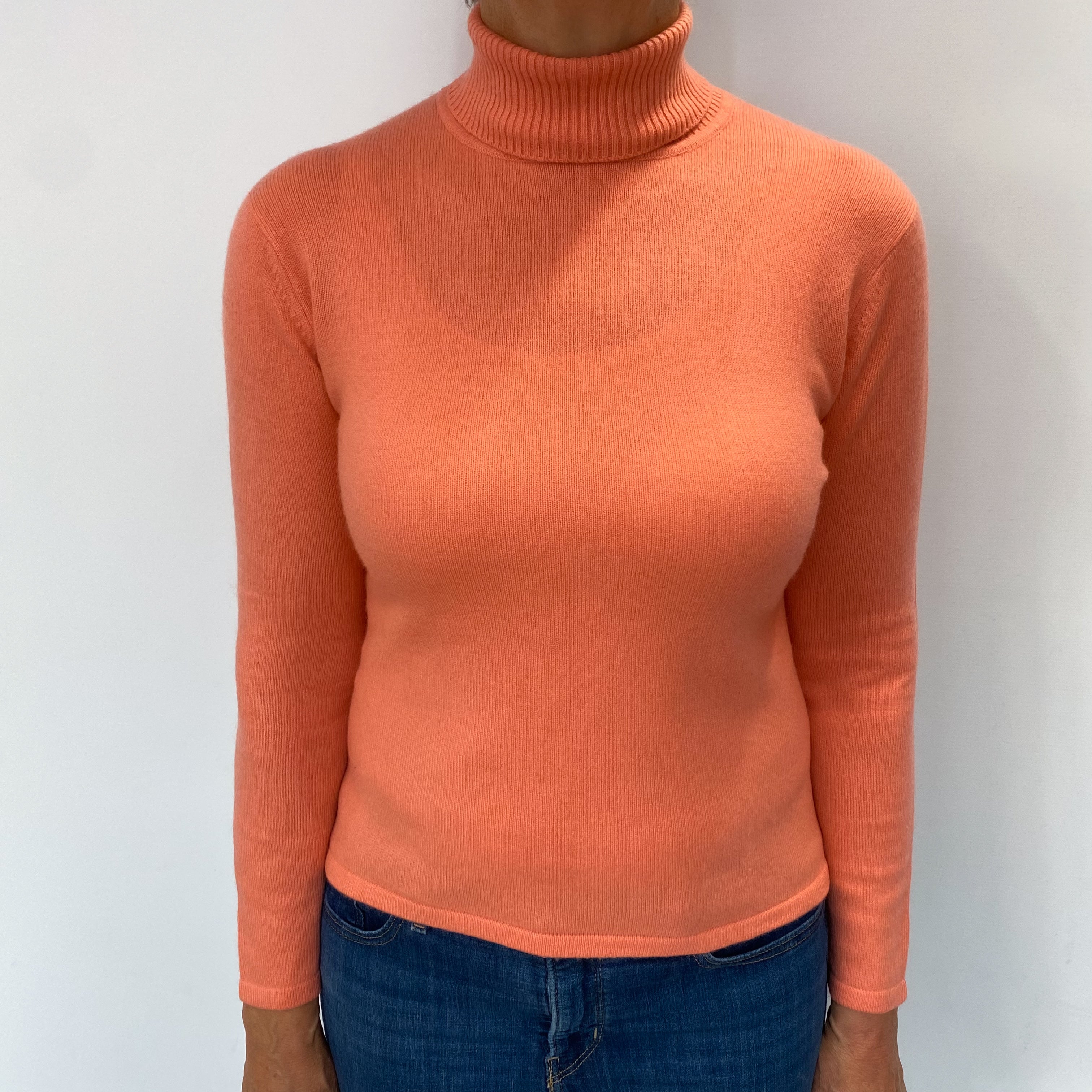 Crab Orange Cashmere Polo Neck Jumper Medium