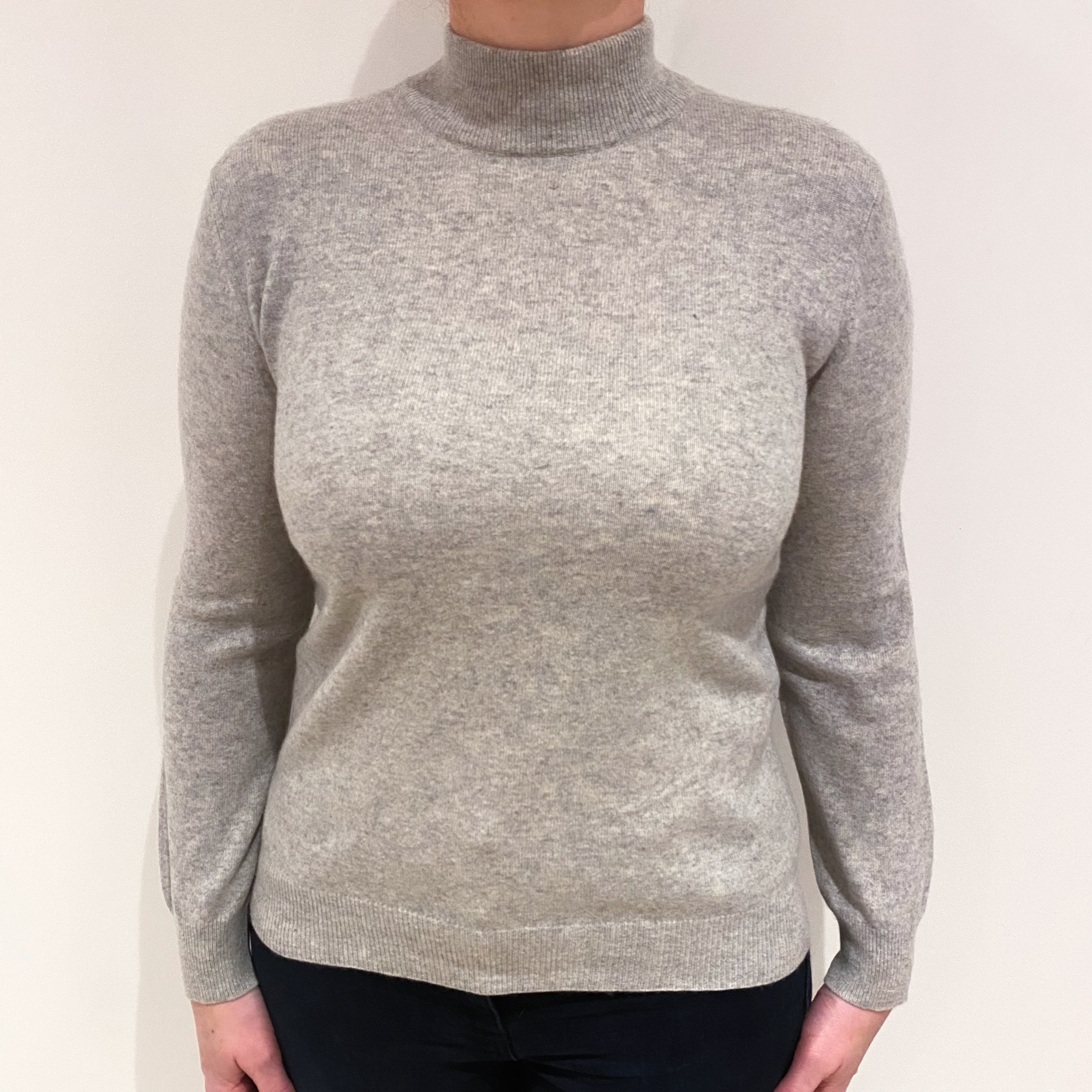 Smoke Grey Cashmere Turtle Neck Jumper Large