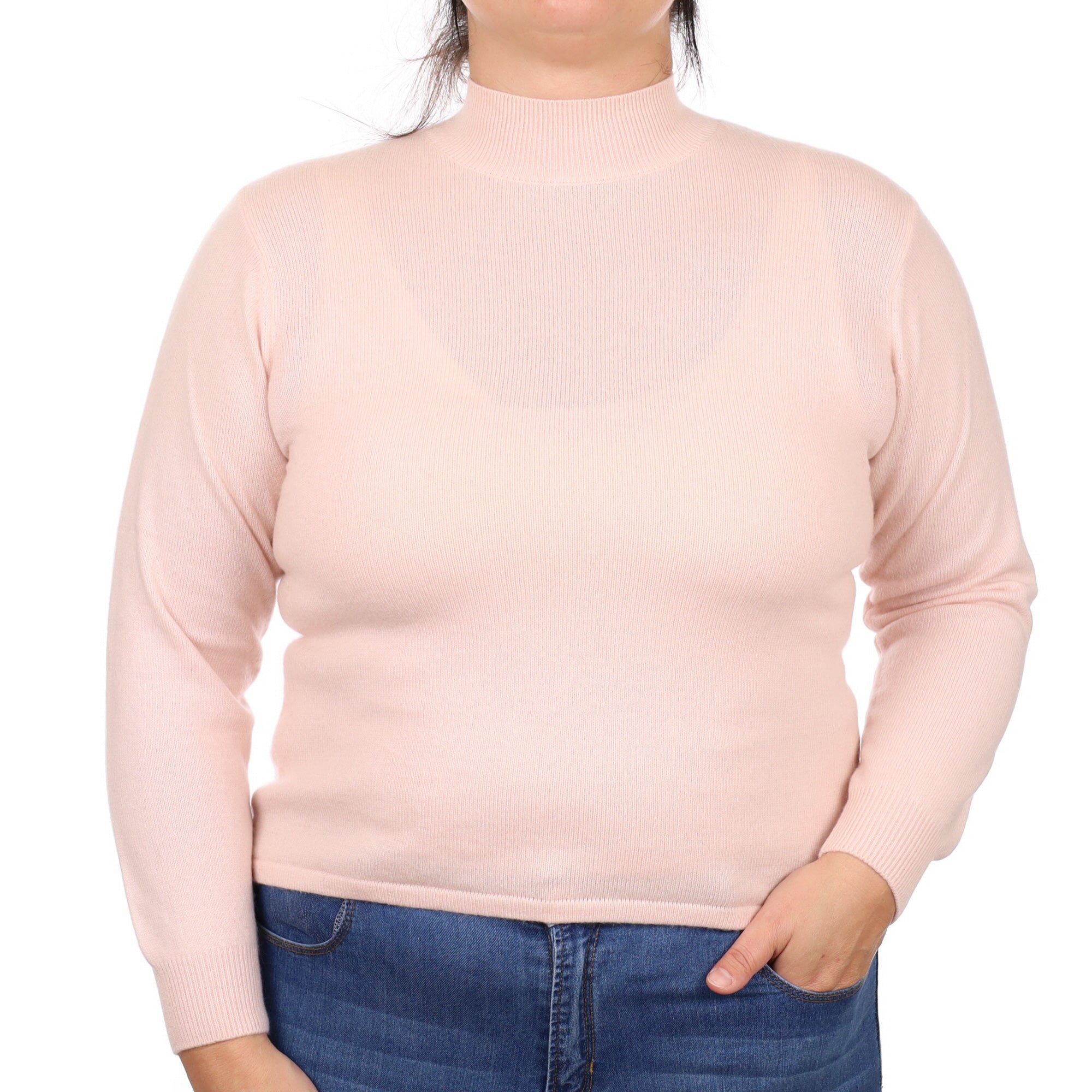 Shell Pink Cashmere Turtle Neck Jumper Large
