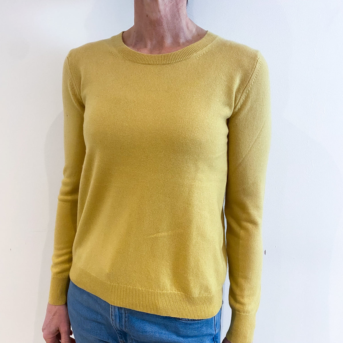 Mustard Yellow Cashmere Crew Neck Jumper Small