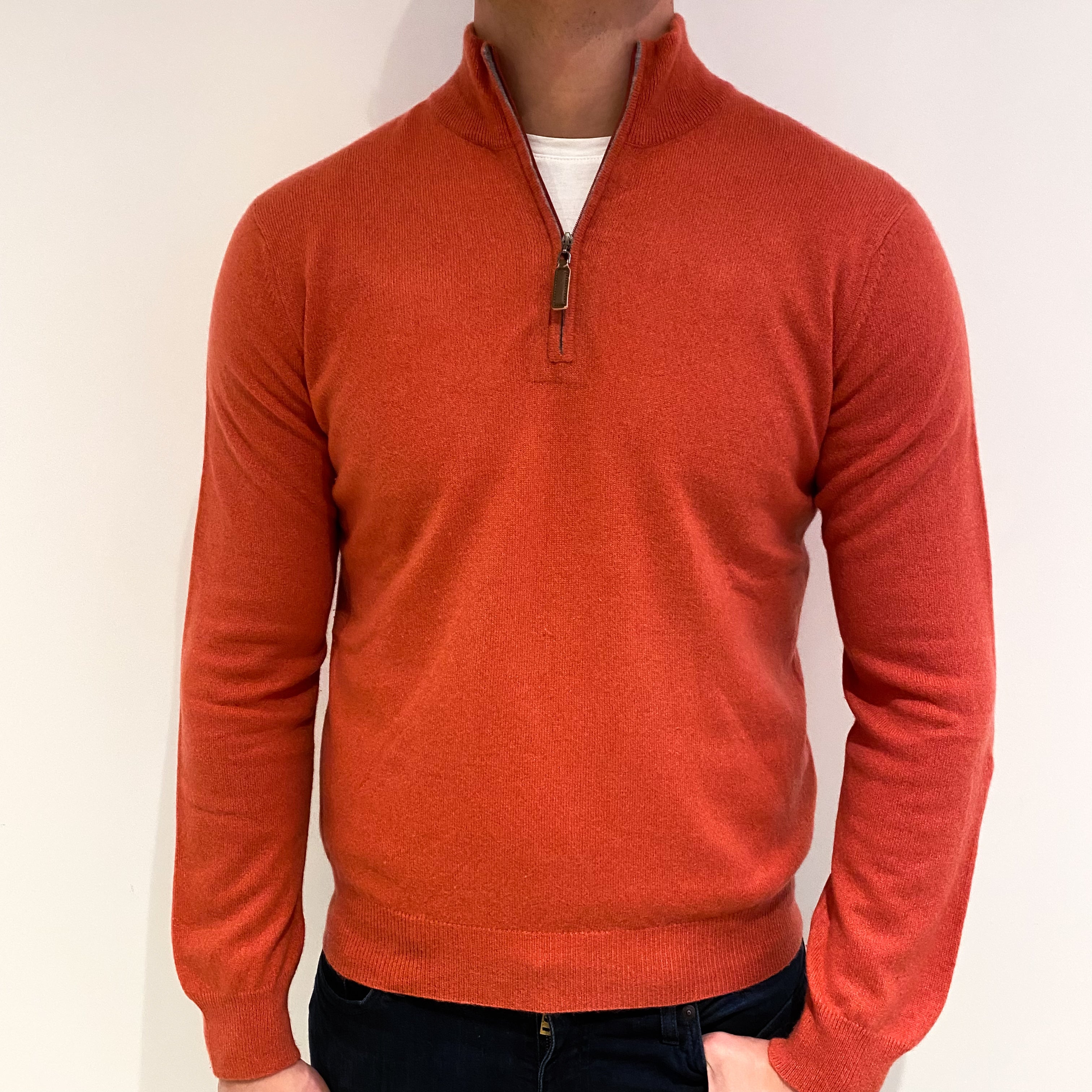 Men's Orange Soda Cashmere Turtle Neck Jumper XL