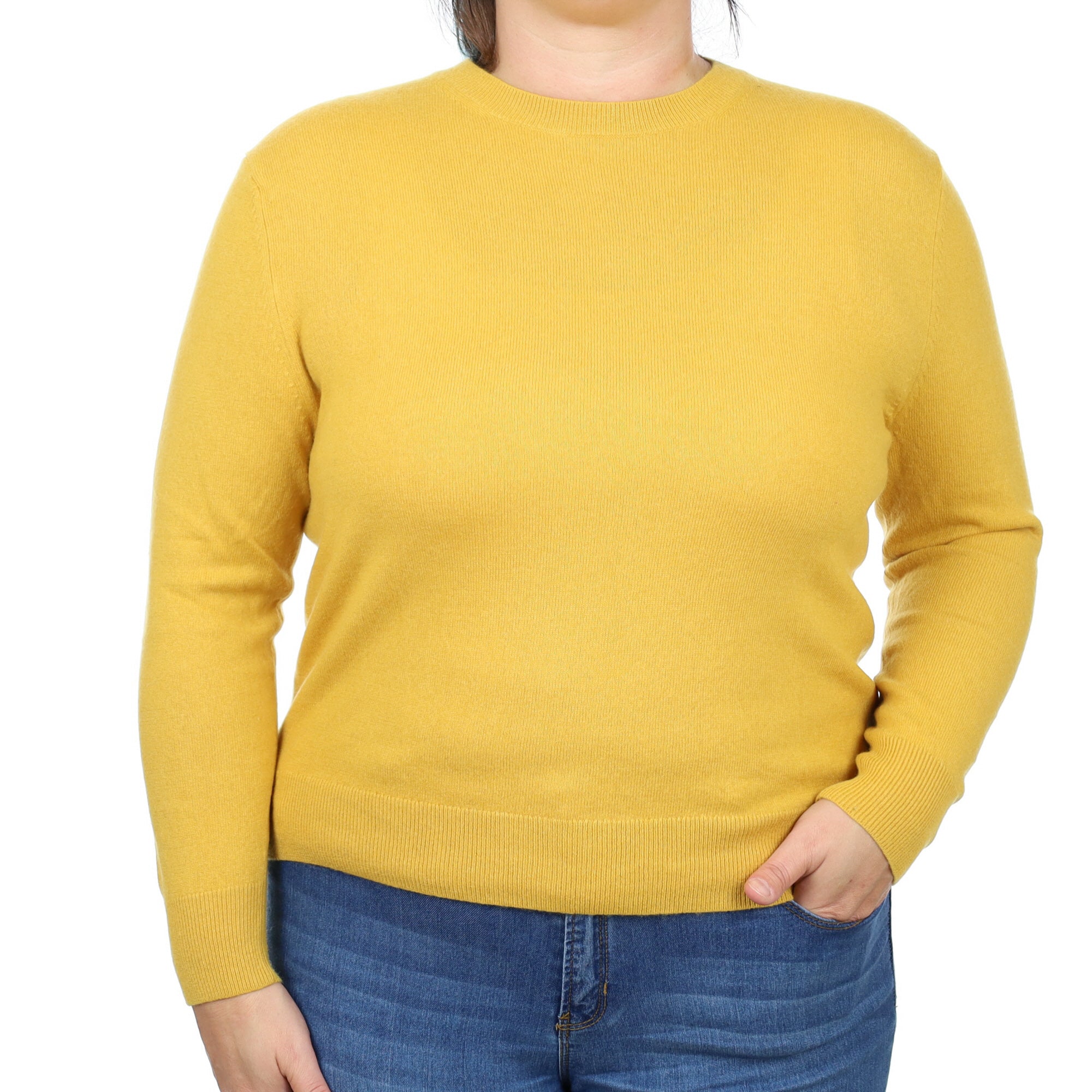 Marigold Yellow Cashmere Crew Neck Jumper Large