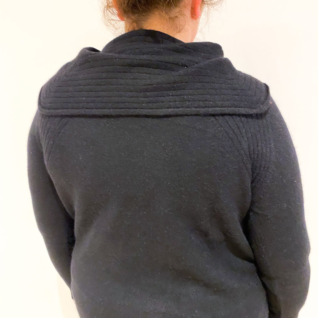 Black Cashmere Shawl Cowl Neck Jumper Extra Large
