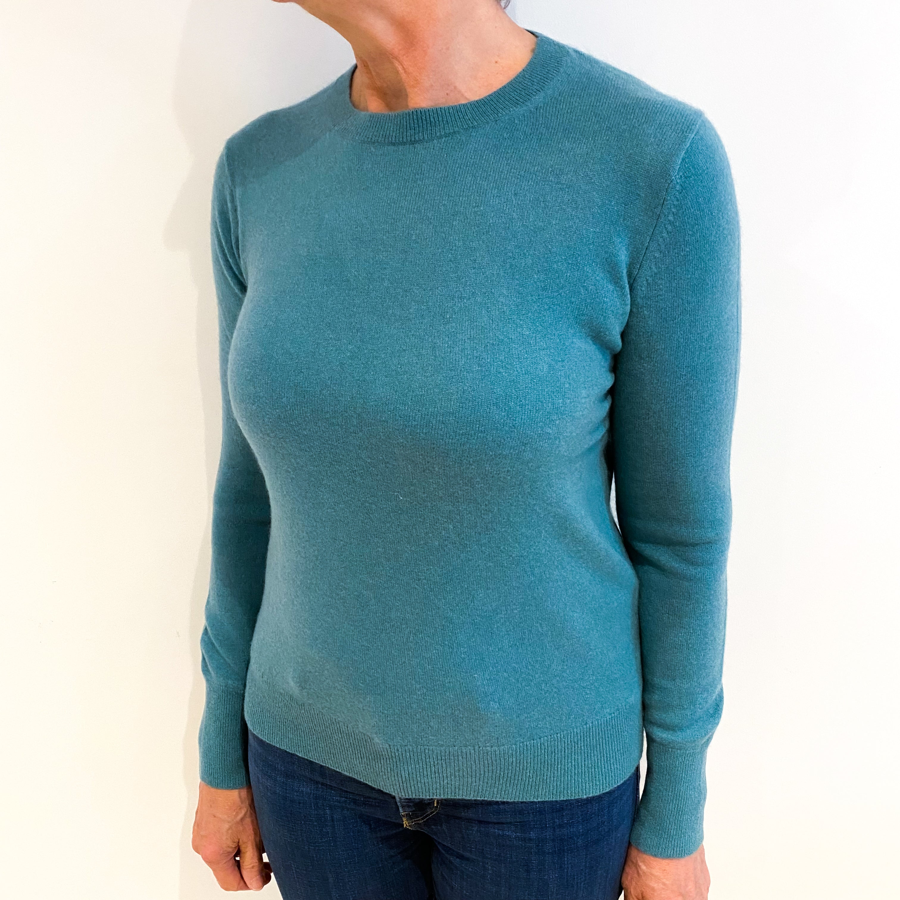 Sea Foam Green Cashmere Crew Neck Jumper Medium