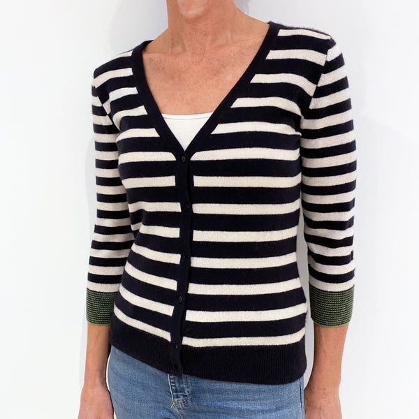 Navy Cashmere V-Neck Cardigan Small