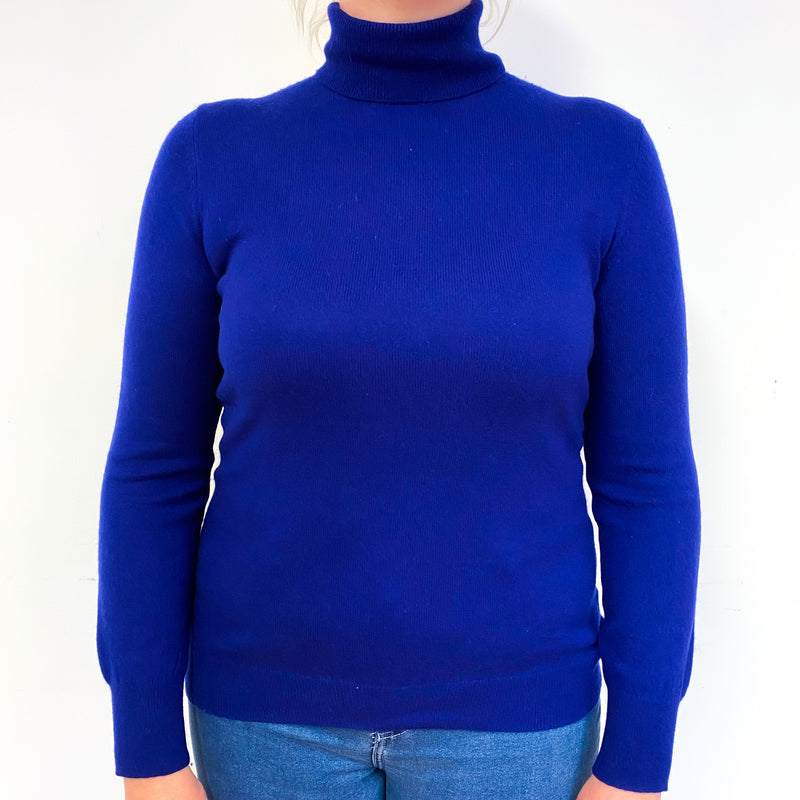 Indigo Blue Cashmere Polo Neck Jumper Large