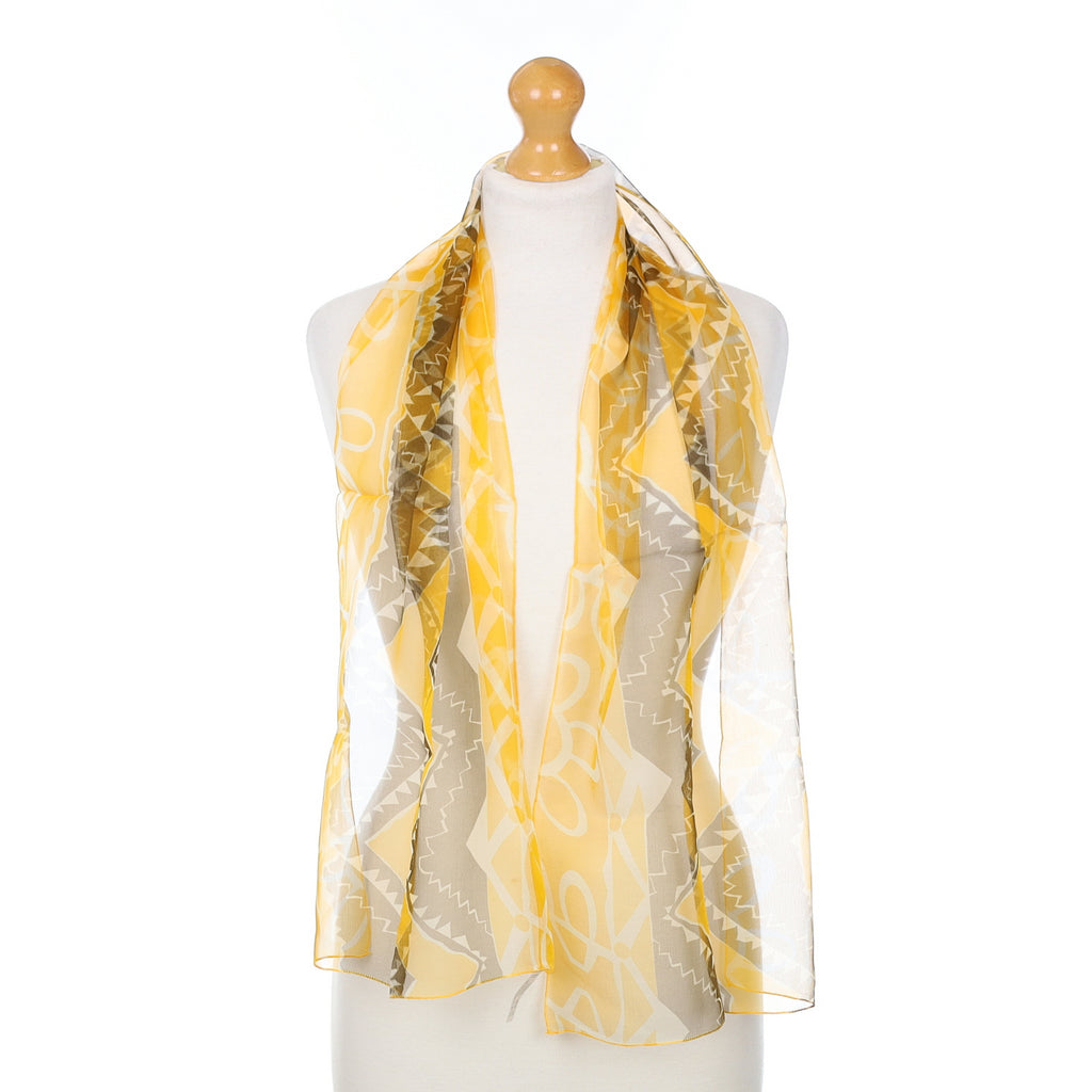 1970's Orange and Brown Patterned Vintage Silk Scarf