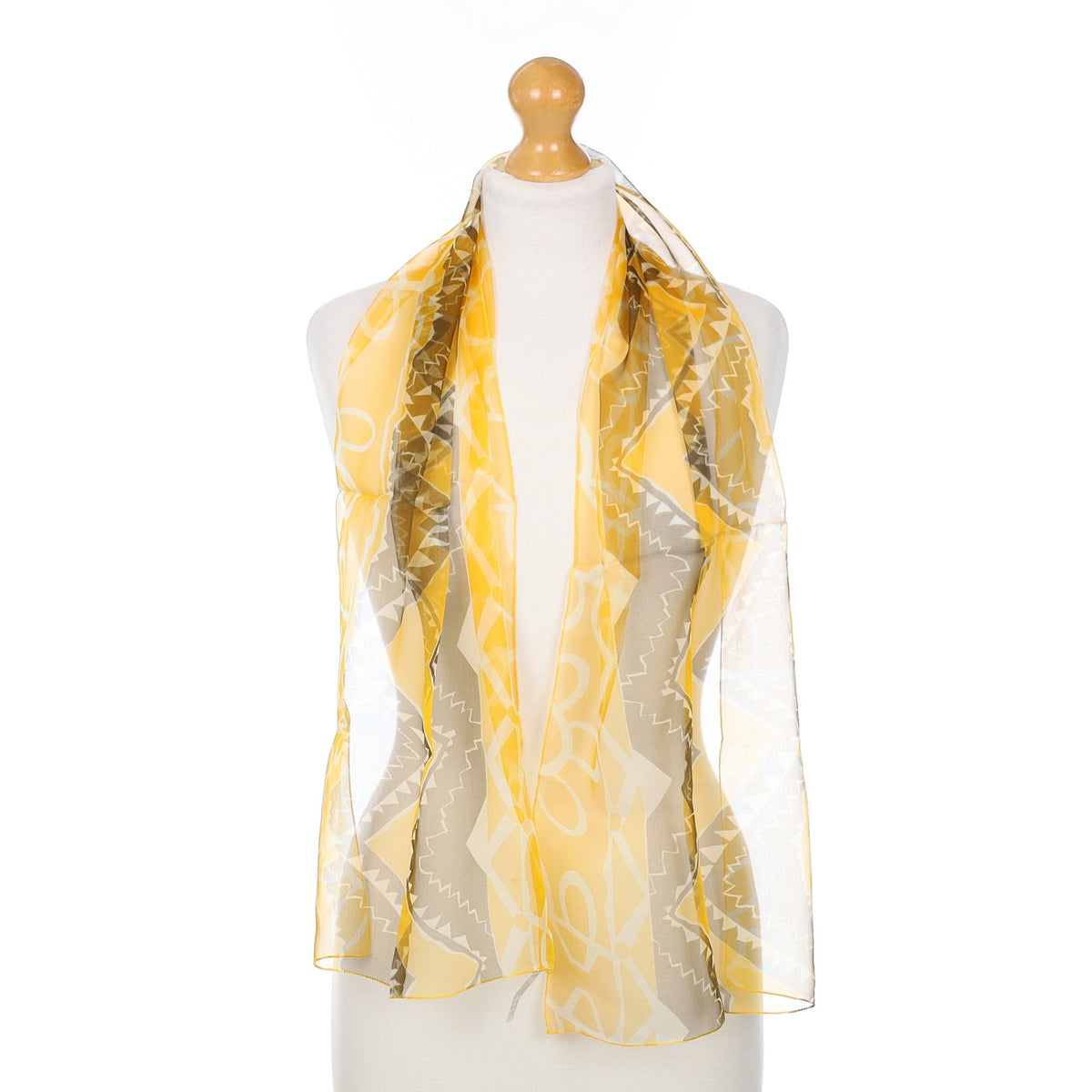 1970's Orange and Brown Patterned Vintage Silk Scarf